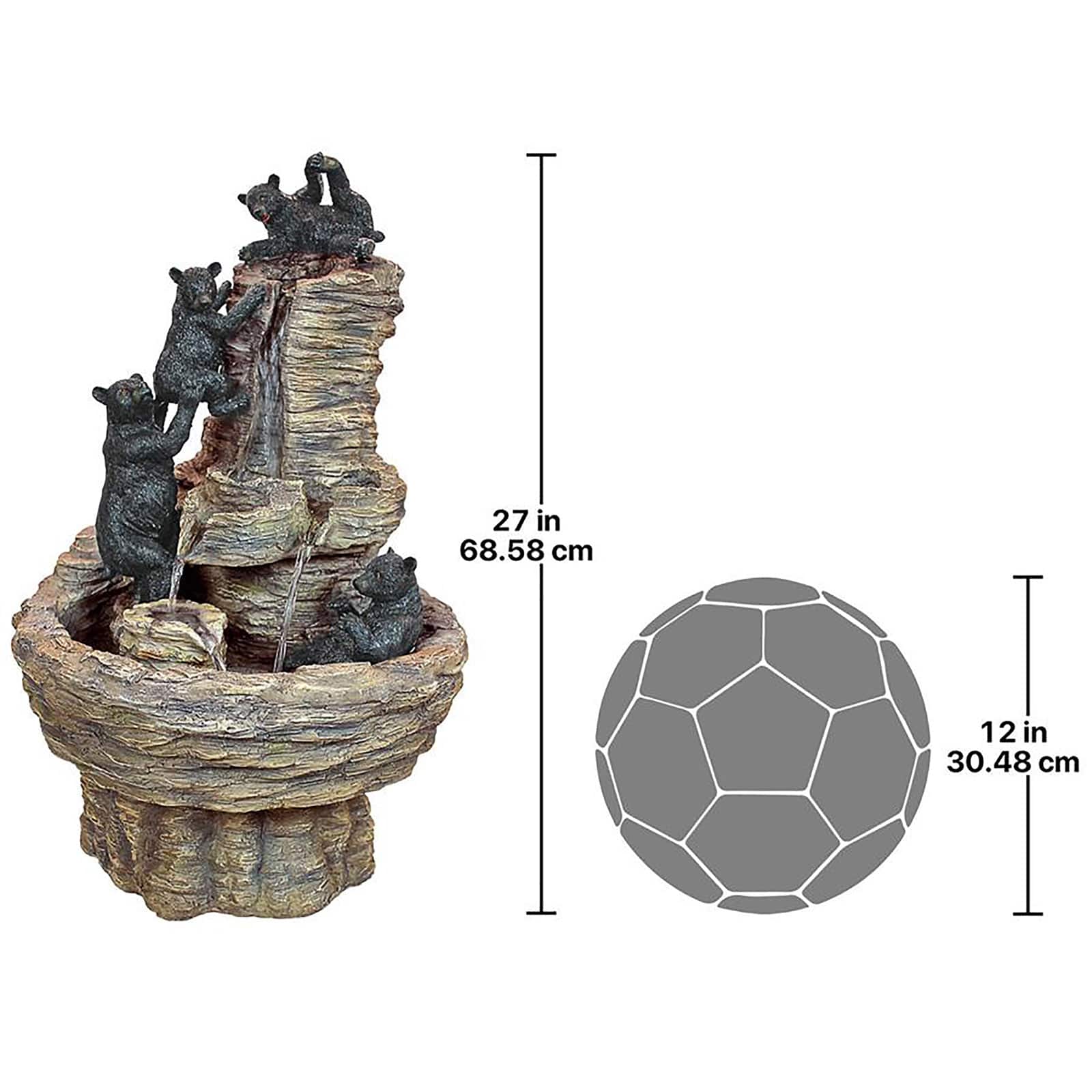 27&#x22; Rocky Mountain Splash Black Bears Garden Fountain