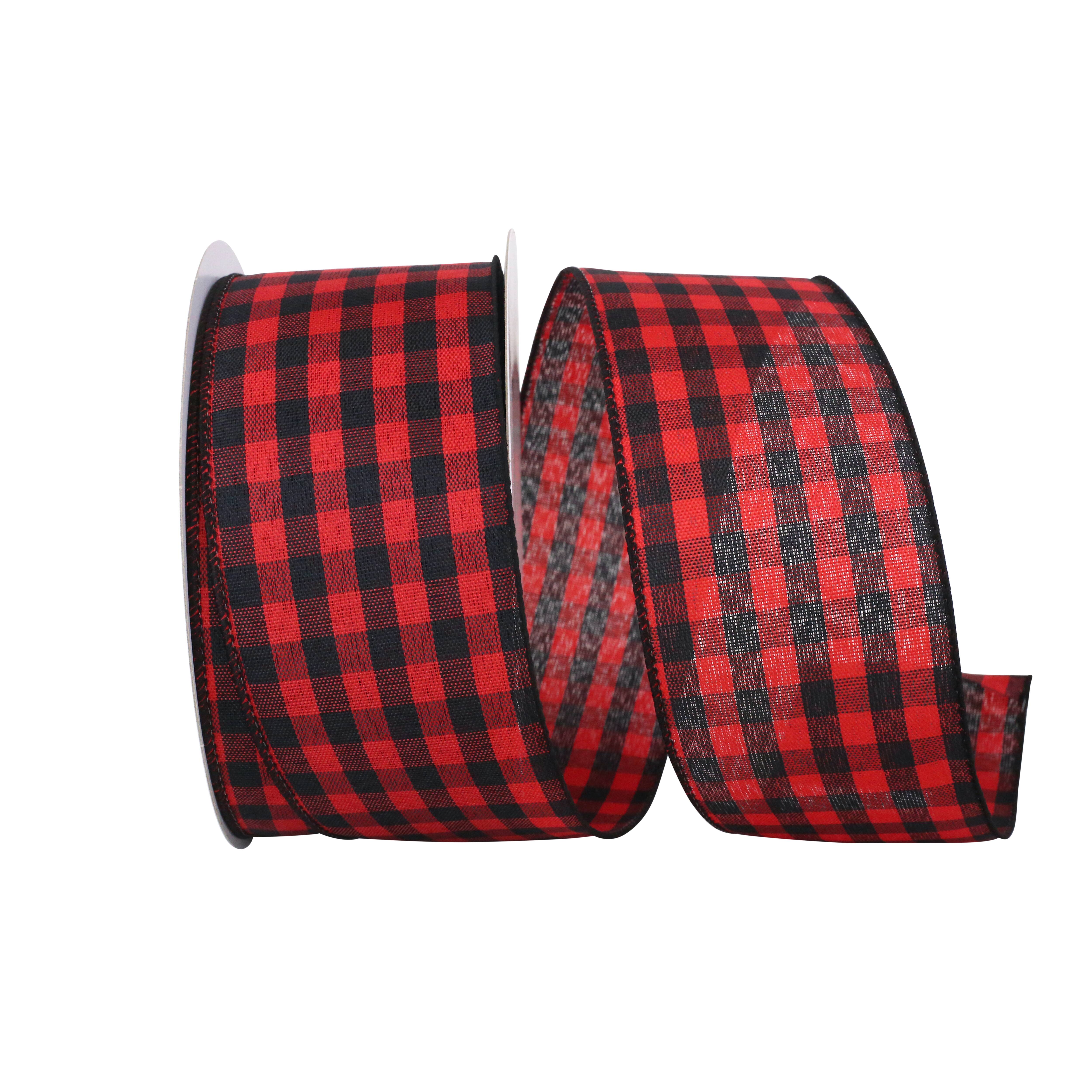 Reliant 2.5&#x22; x 25yd. Cabin Buffalo Check Wired Ribbon