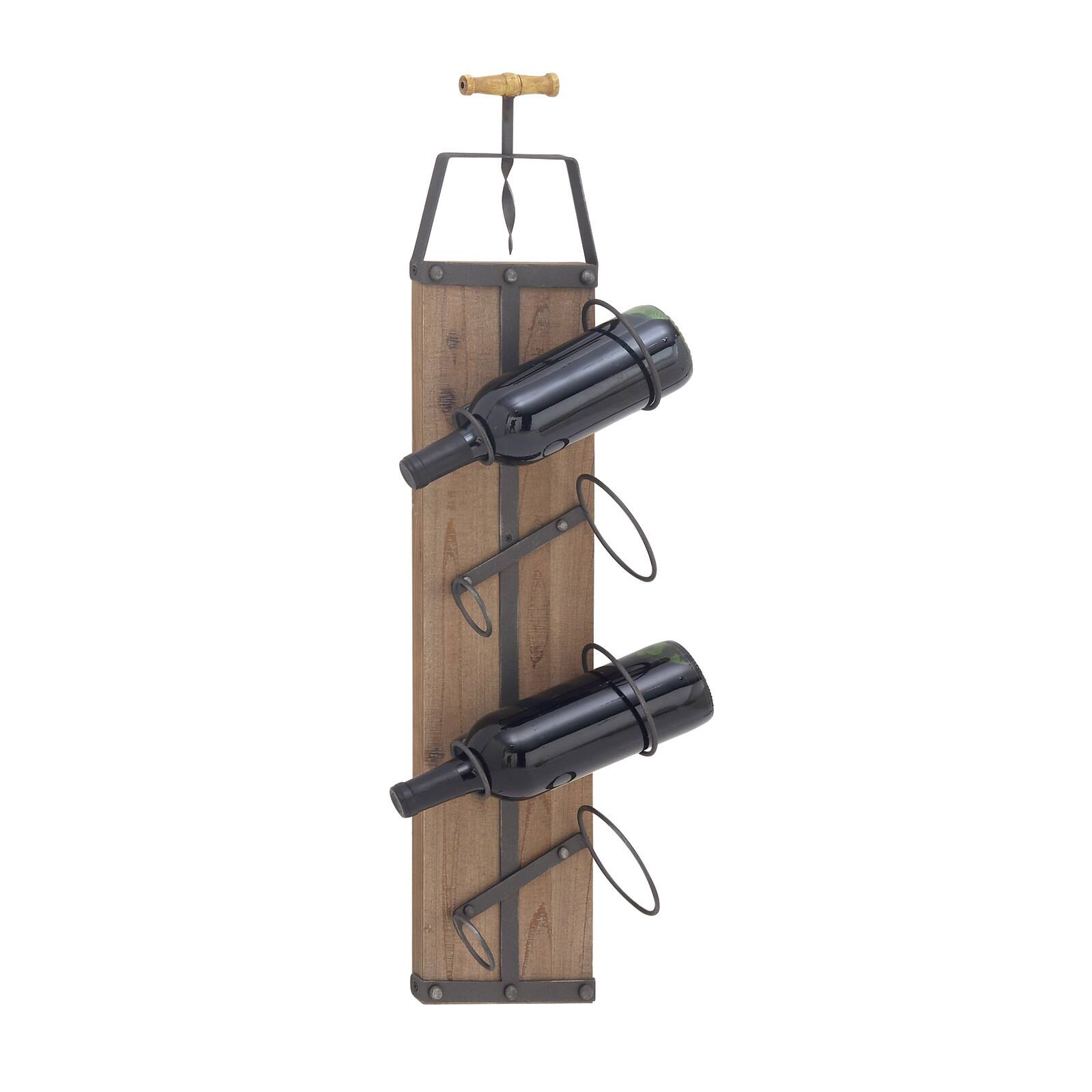 32&#x22; Brown Wood Industrial Wine Rack