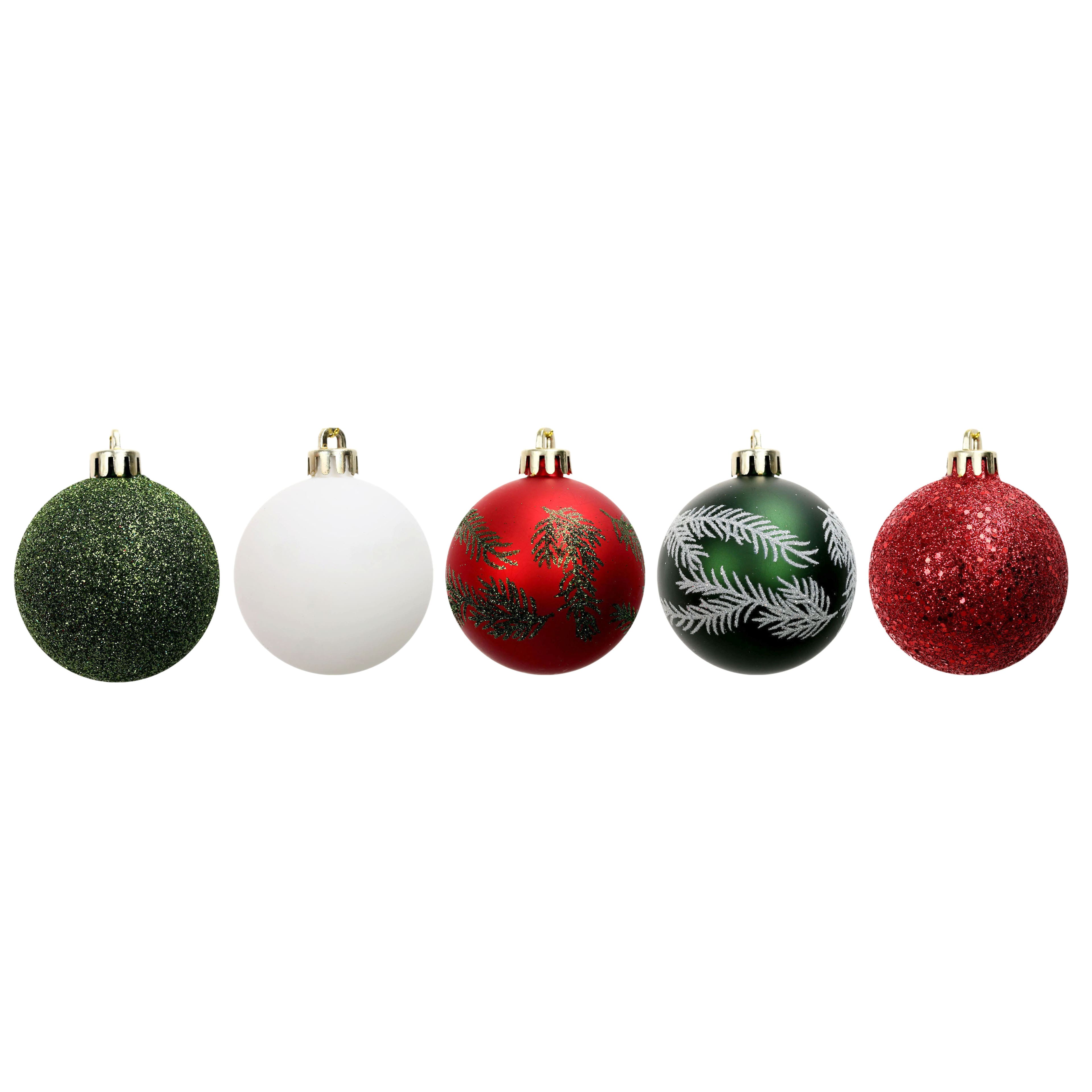 Assorted Green, Red &#x26; White Ball Plastic Ornament Tube by Ashland&#xAE;, 1pc.