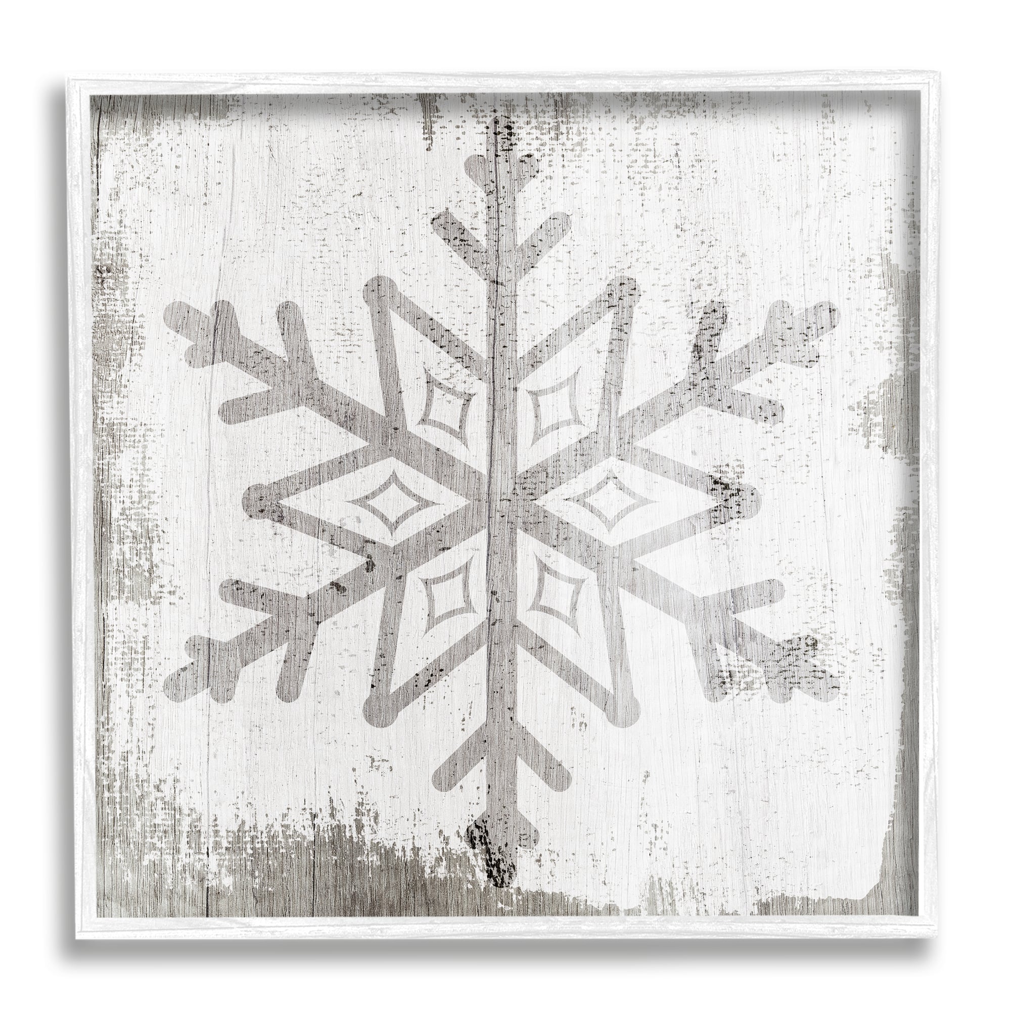 Stupell Industries Rustic Winter Snowflake Shape Framed Giclee Art