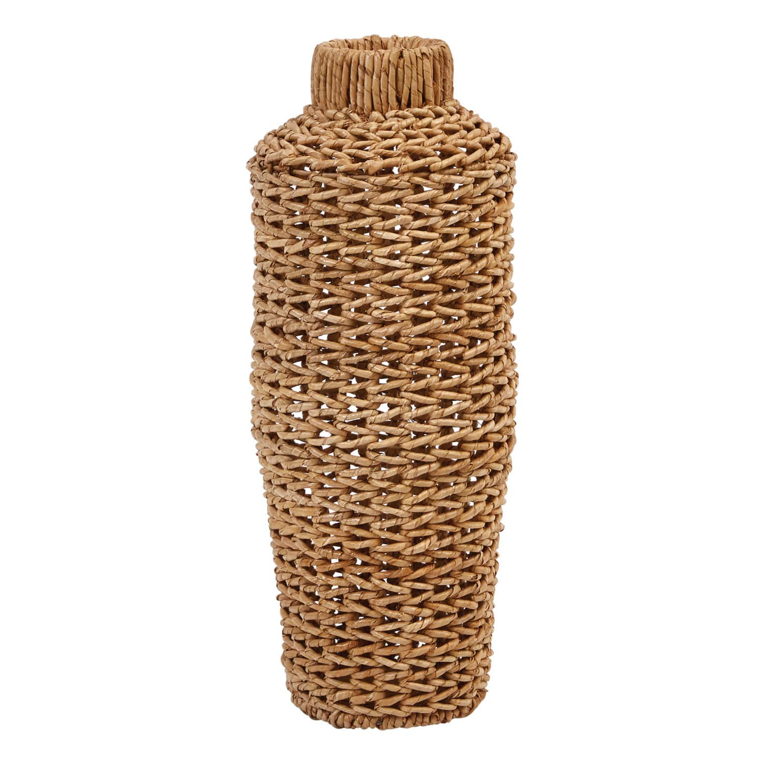 22&#x22; Handwoven Water Hyacinth &#x26; Rattan Floor Vase