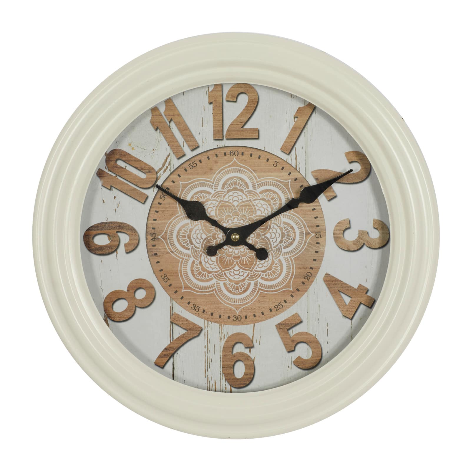 White Metal Farmhouse Wall Clock, 14&#x22; x 14&#x22; x 3&#x22;
