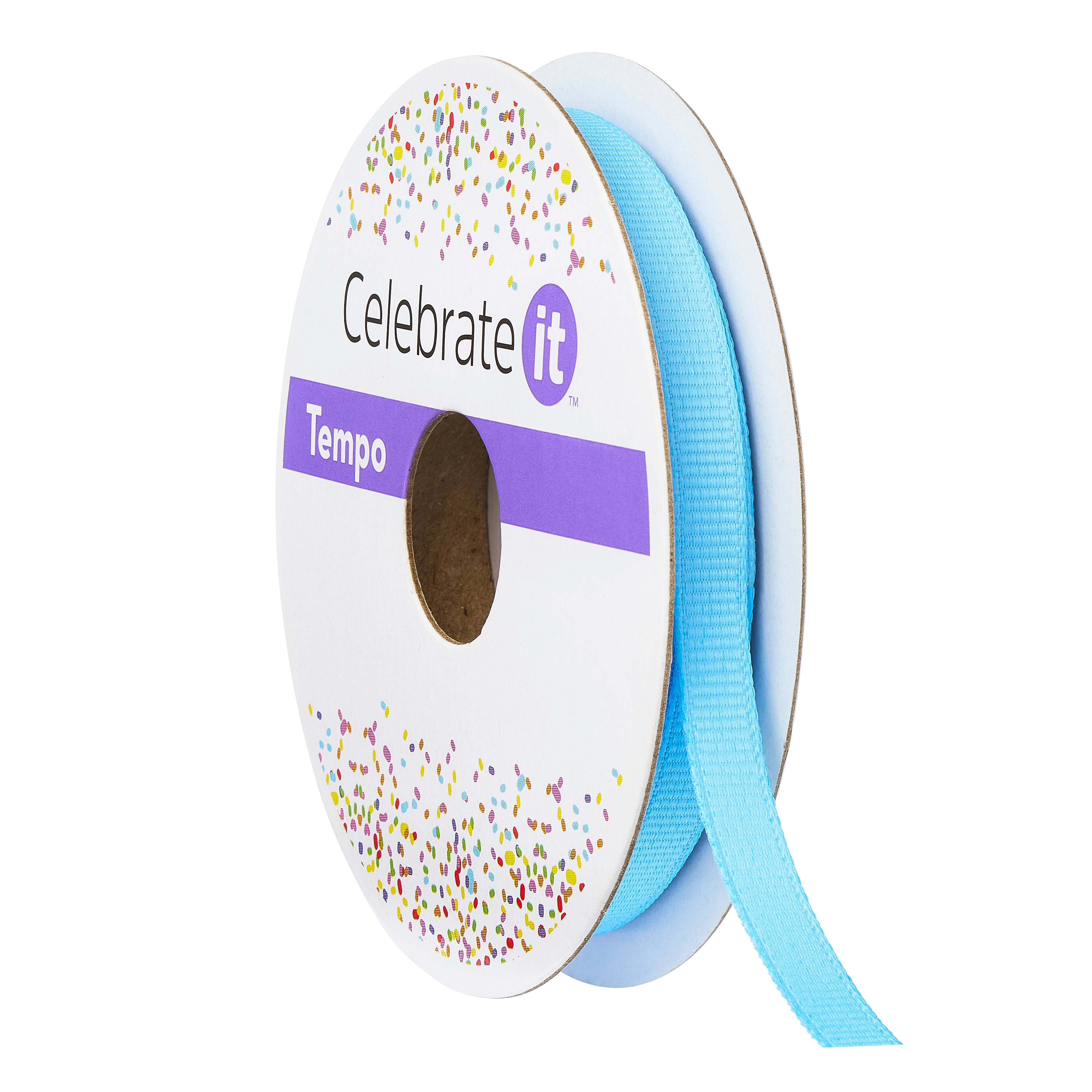 1/4 Grosgrain Ribbon by Celebrate It Tempo in Light Blue | 1/4 in