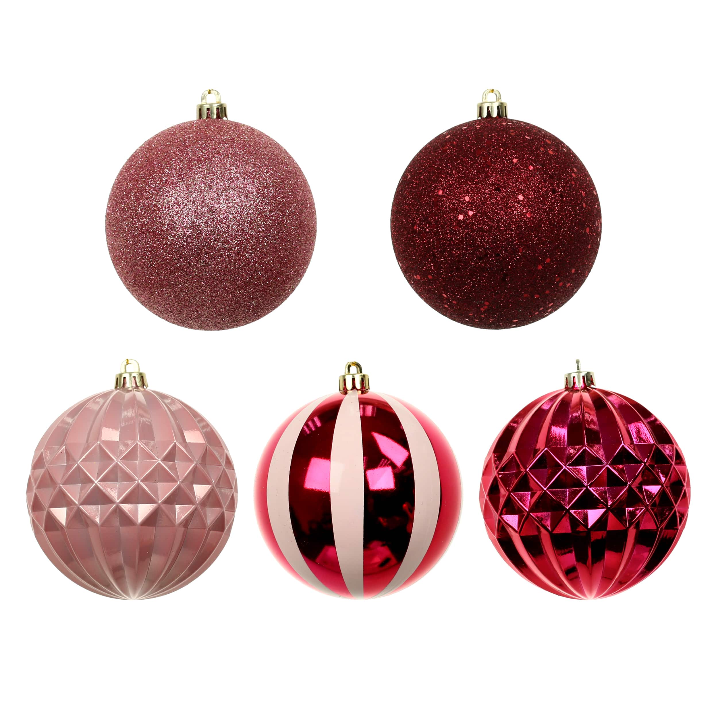 14 Pack 4&#x22; Pink Glitter &#x26; Vertical Striped Shatterproof Ball Ornaments by Ashland&#xAE;