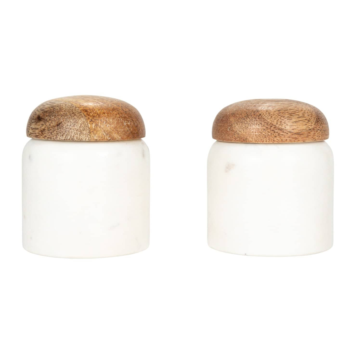 3.25&#x22; White Marble &#x26; Mango Wood Pinch Pot with Lid