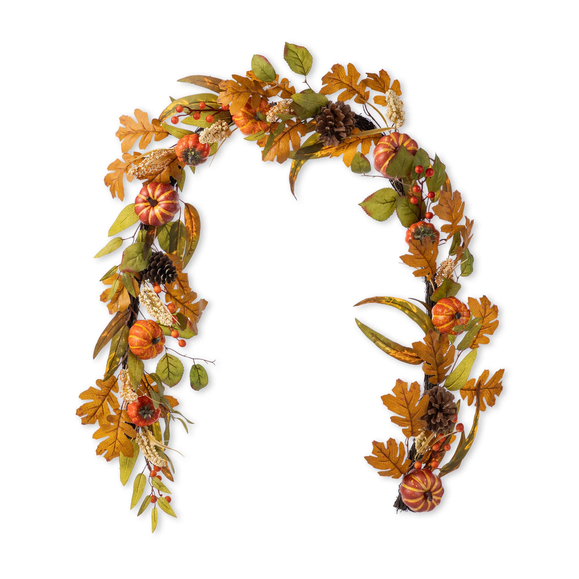 Glitzhome® 72" Fall Pumpkin Leaf Floral Garland