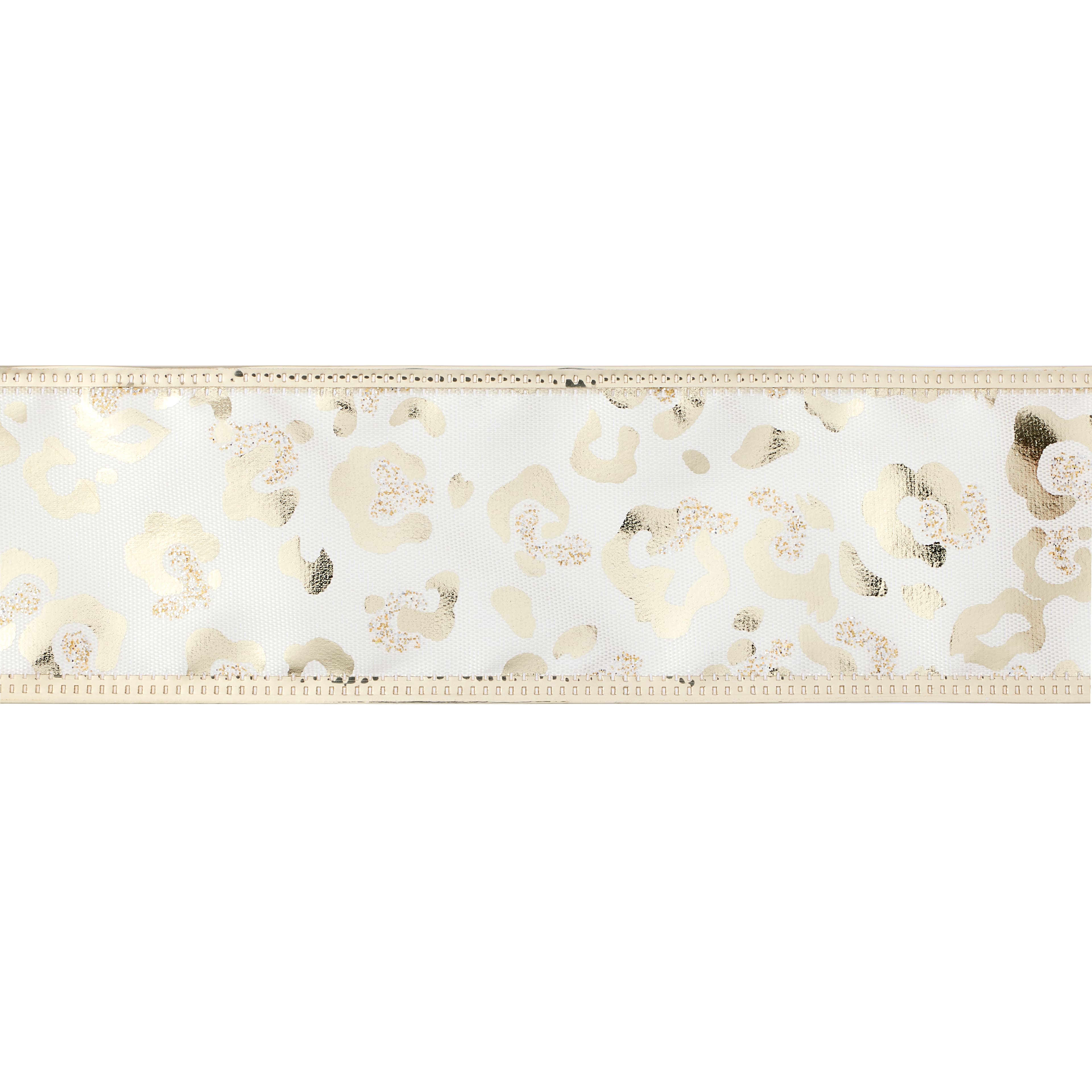 1.5&#x22; x 3yd. Gold Leopard Wired Taffeta Ribbon by Celebrate It&#xAE; Classic