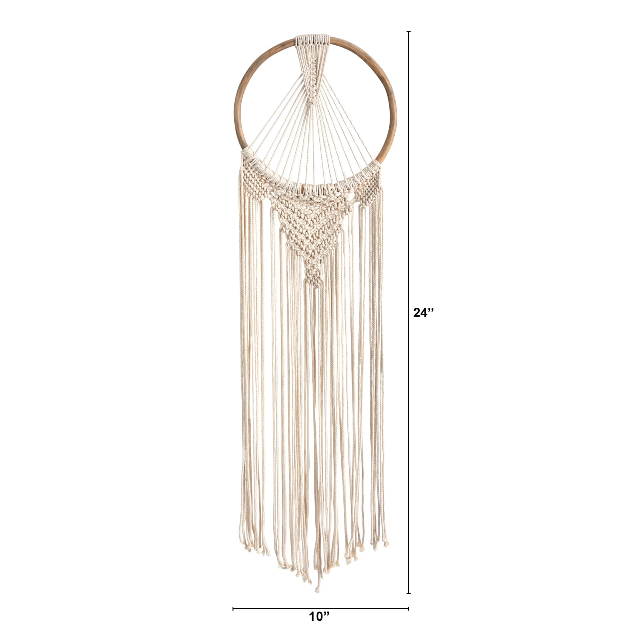 24&#x22; x 10&#x22; Handmade Bohemian Macrame Dreamcatcher Wall Hanging Decor
