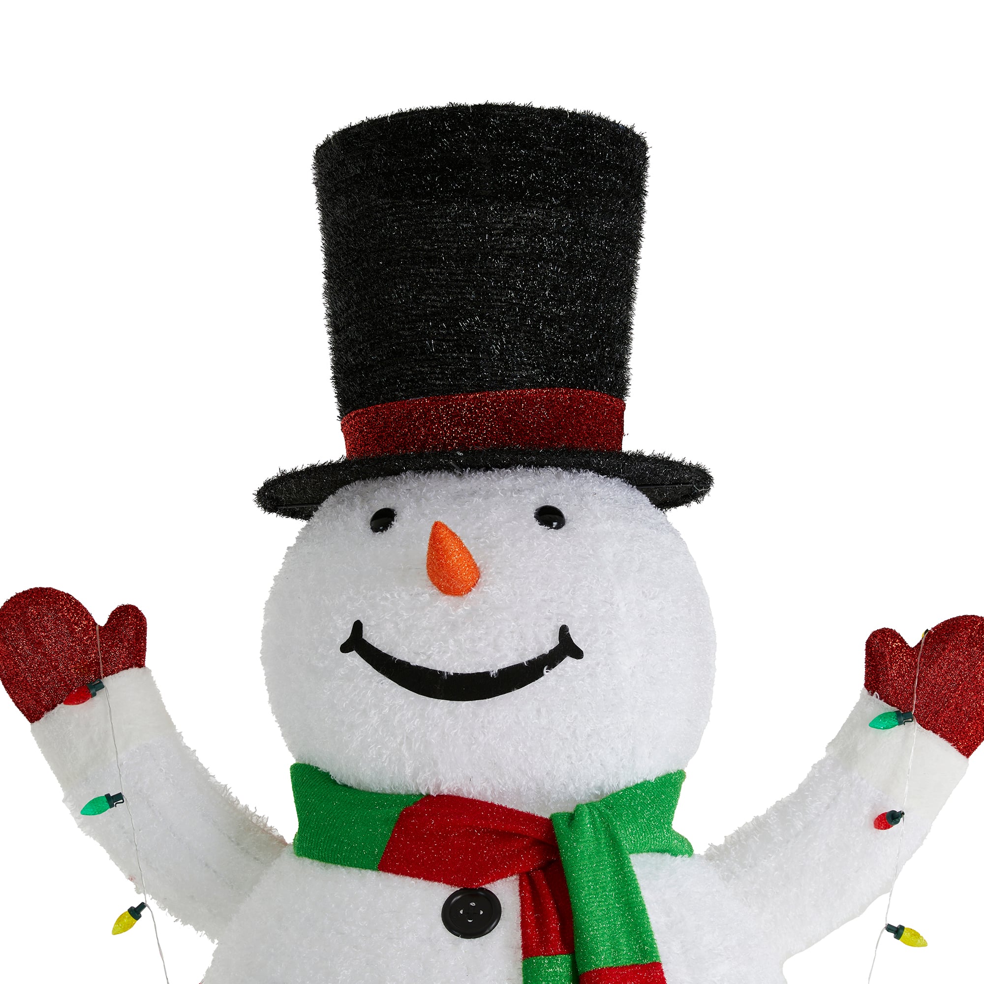 Glitzhome&#xAE; 94.5&#x22;H Lighted Christmas 3D Foldable Fabric Snowman Outdoor Decor