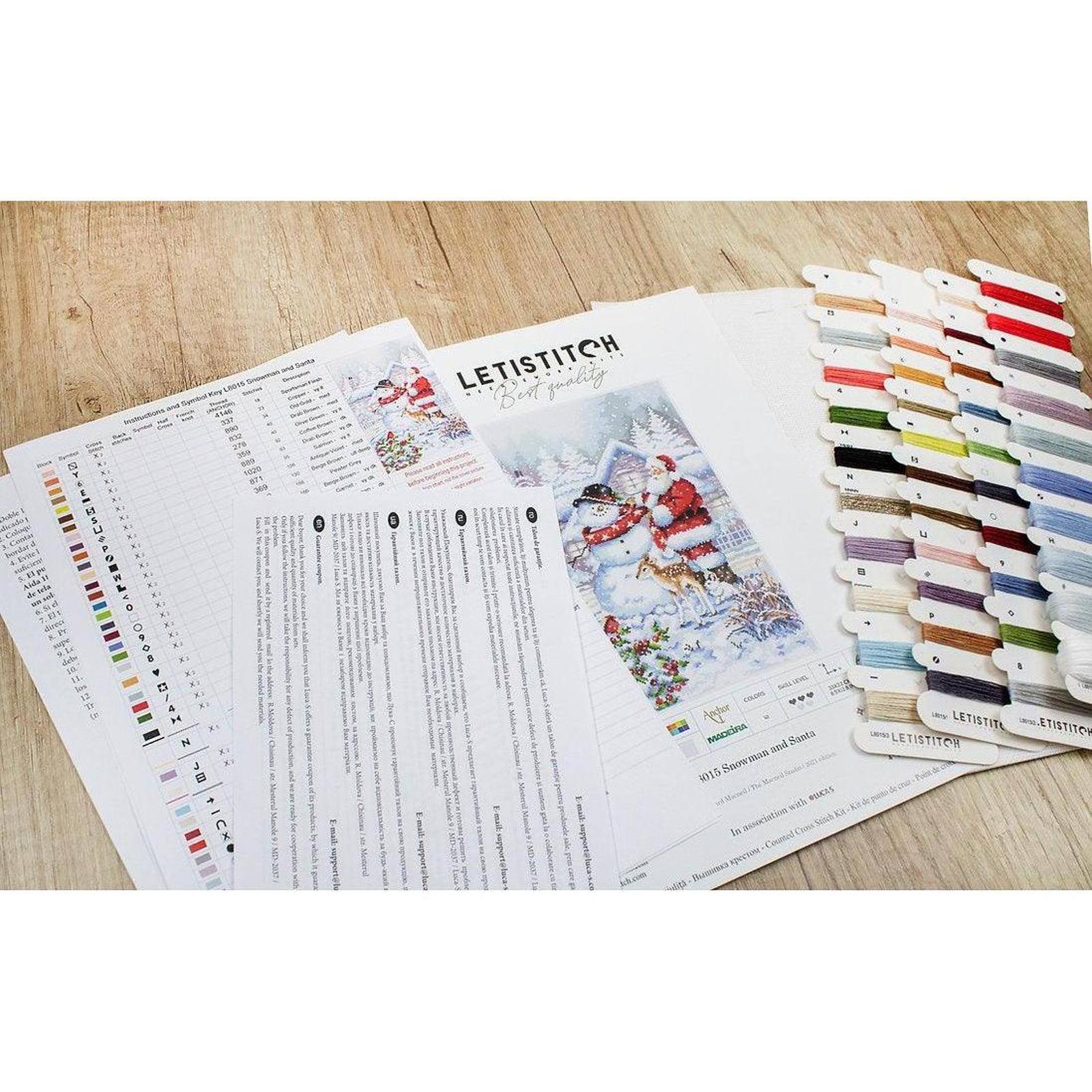 Letistitch Snowman And Santa Counted Cross Stitch Kit
