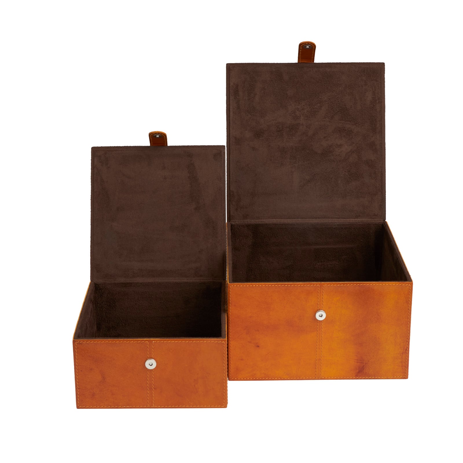 Brown Leather Storage Box Set