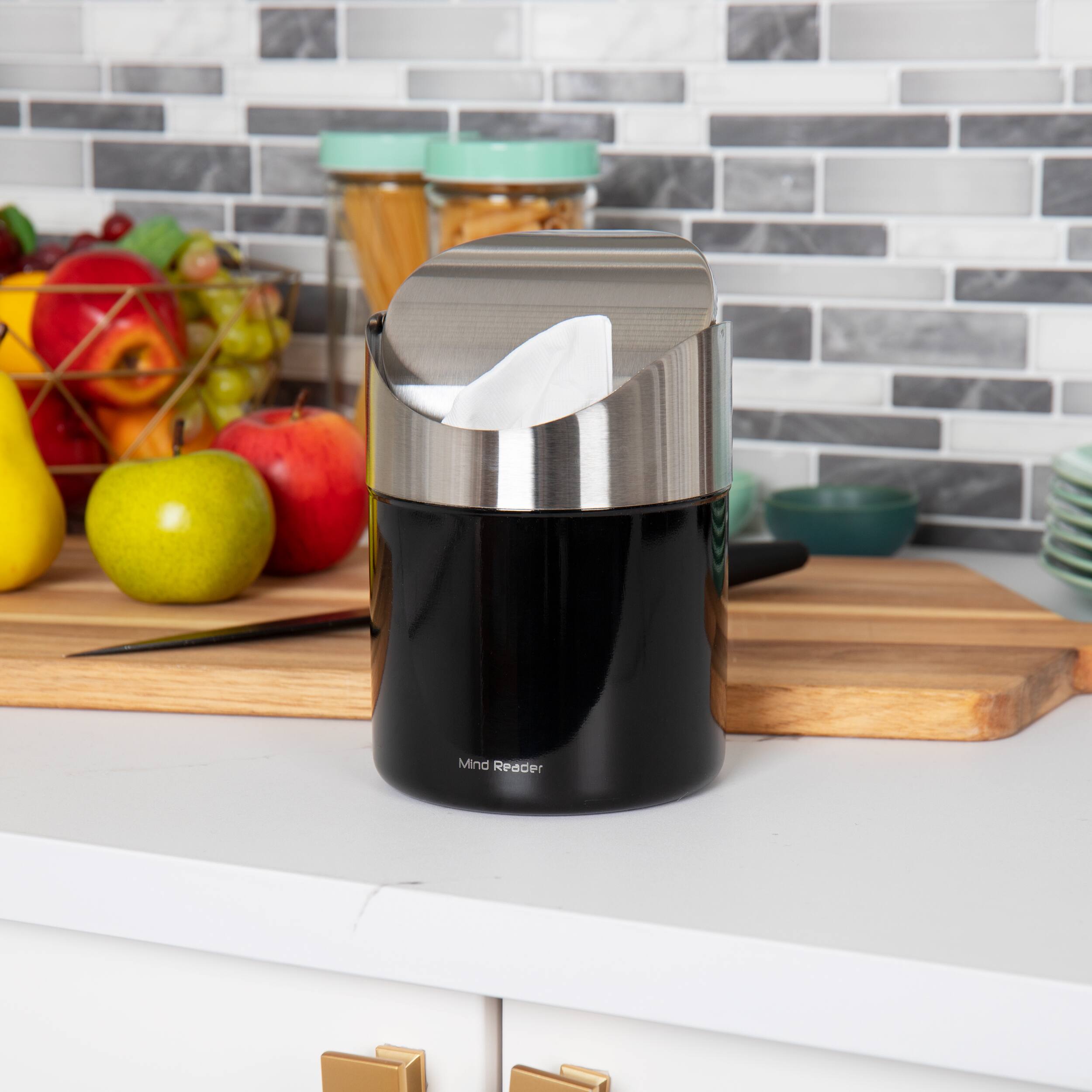 Mind Reader 0.4gal. Black Mini Countertop Trash Can, 2ct.