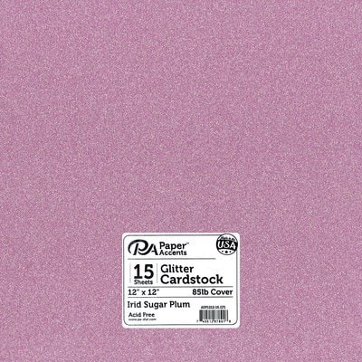 Paper Accents Glitter Cardstock 12x 12 85lb Heather Purple 15pc