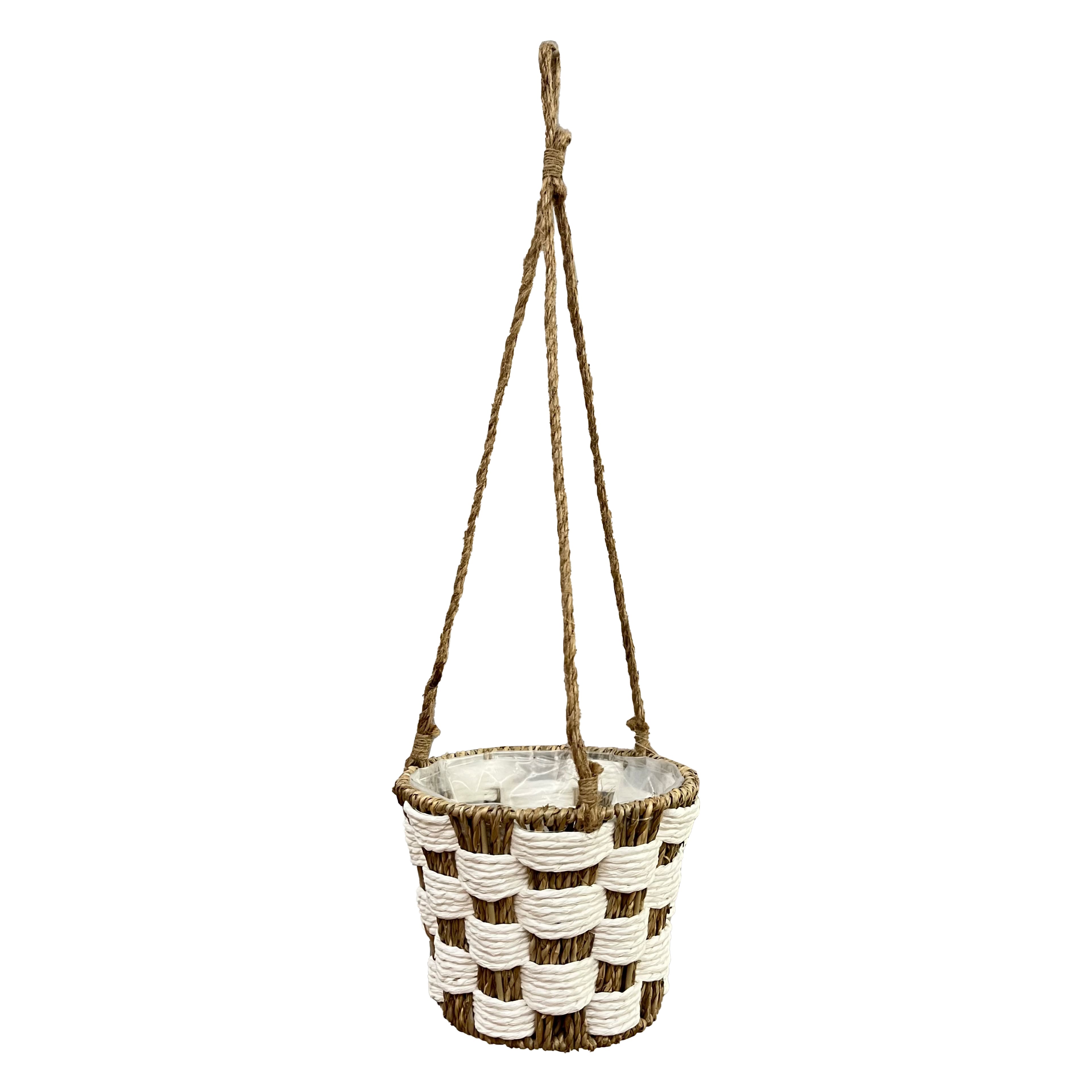 20.5&#x22; Brown &#x26; White Checkered Hanging Basket by Ashland&#xAE;