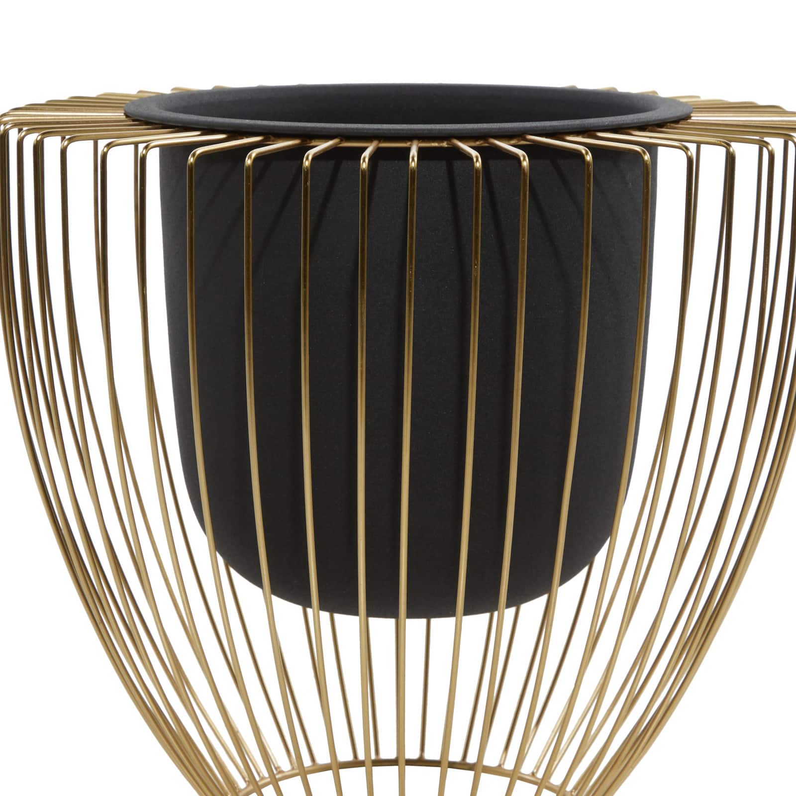 Black & Gold Metal Contemporary Planter Set
