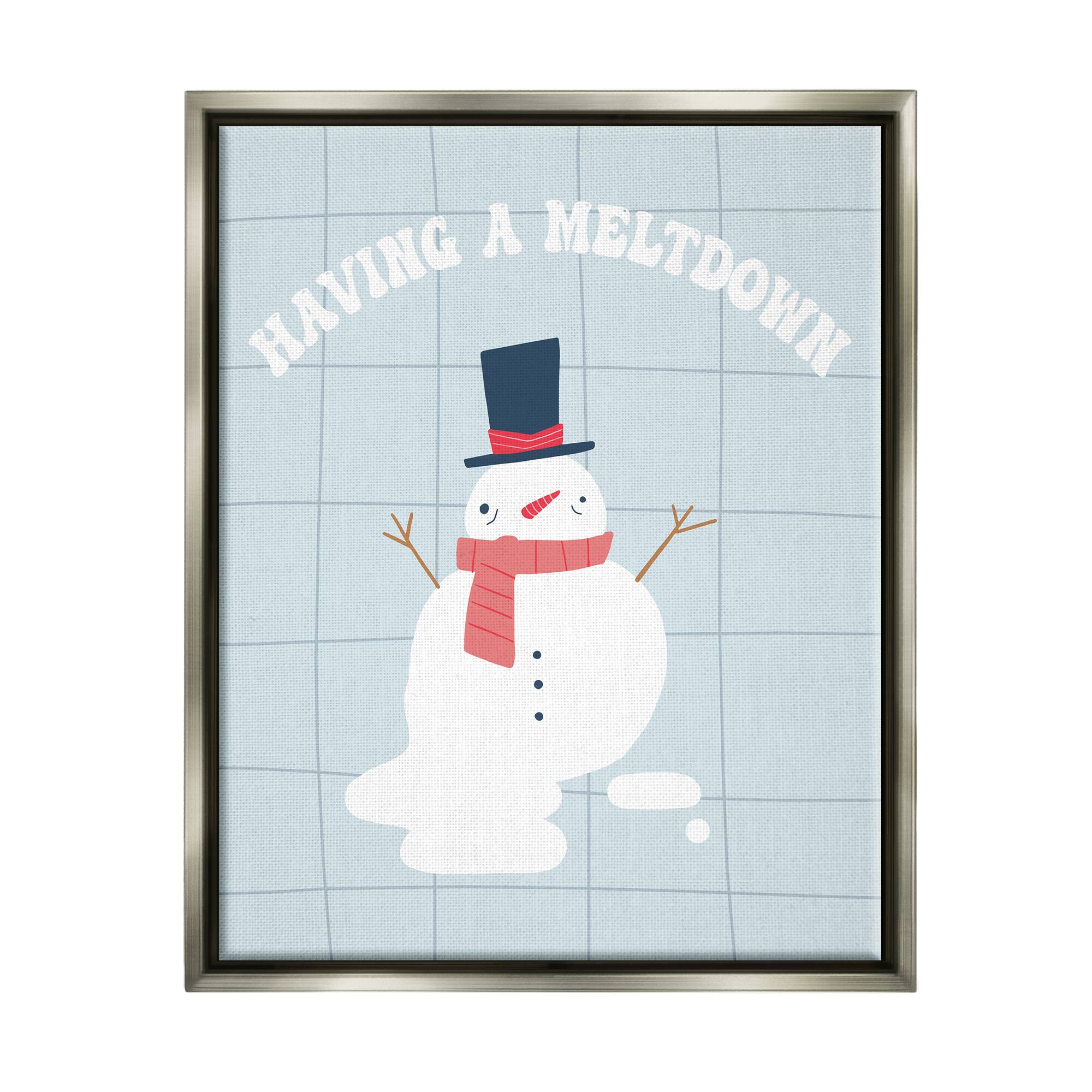 Stupell Industries Having A Meltdown Funny Snowman Framed Floater Canvas Wall Art