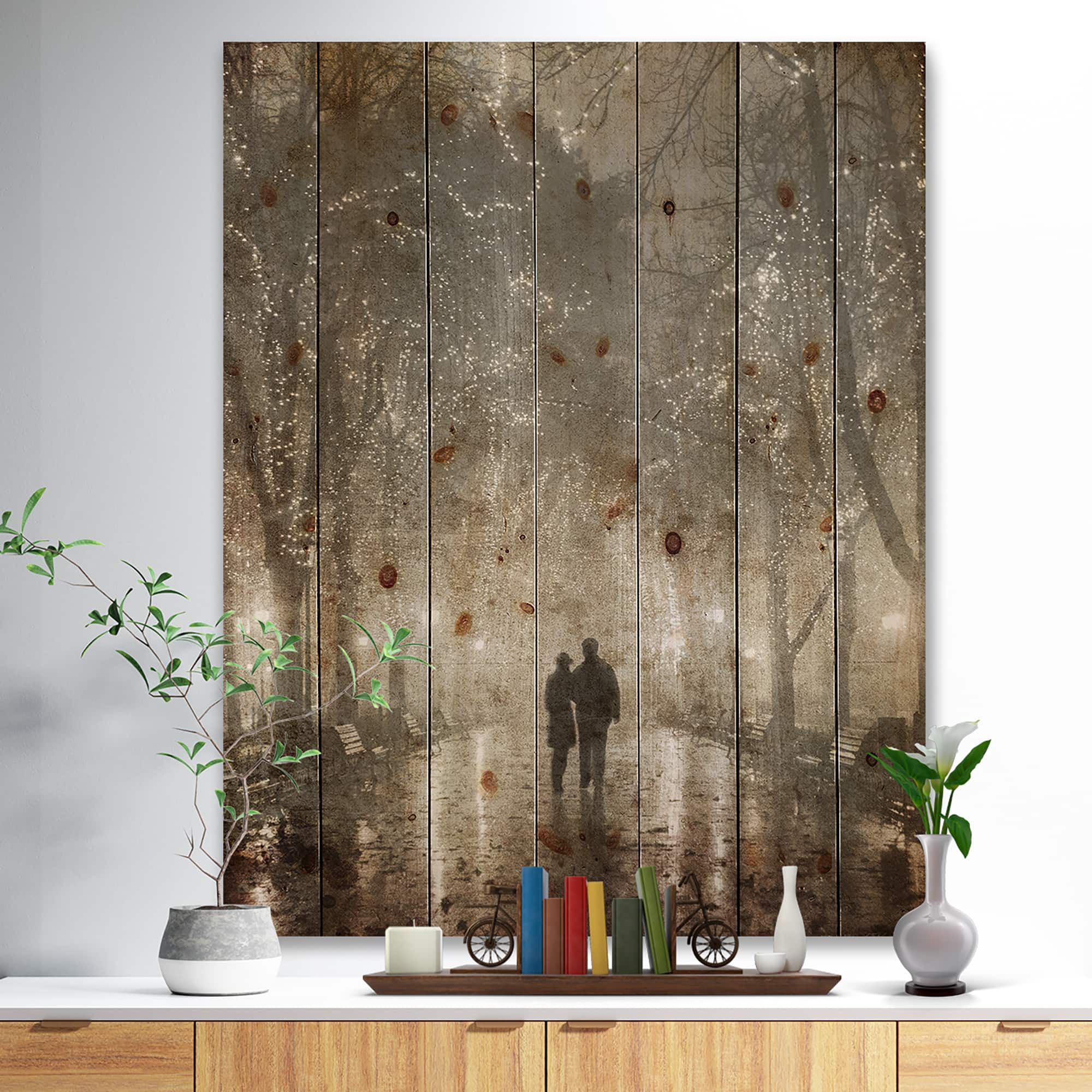 Designart - Couple Walking in Night Lights