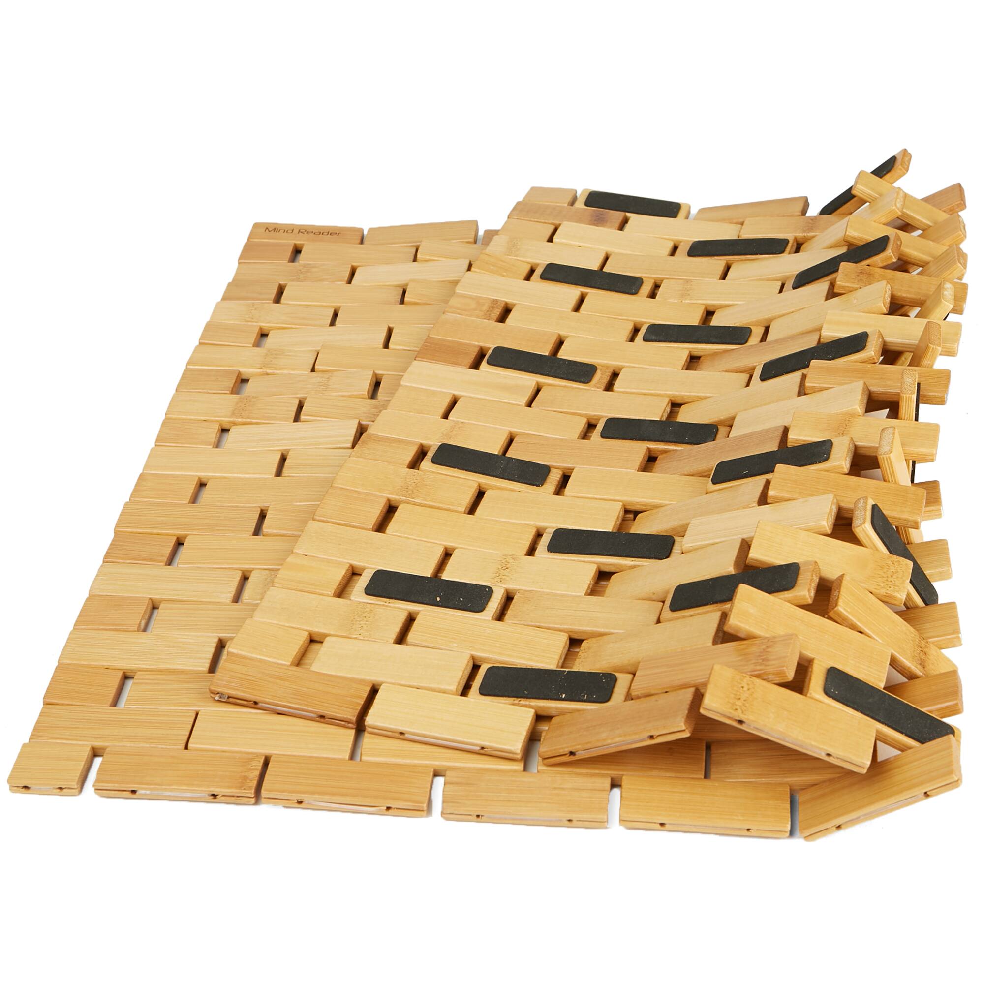 Mind Reader 23" Brown Luxury Bamboo Shower Bath Mat