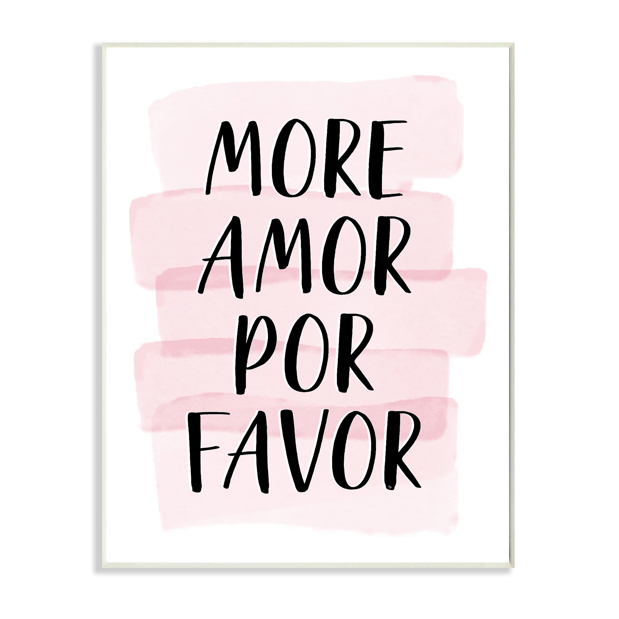 Stupell Industries More Amor Por Favor Phrase Pink Highlight Wall Plaque