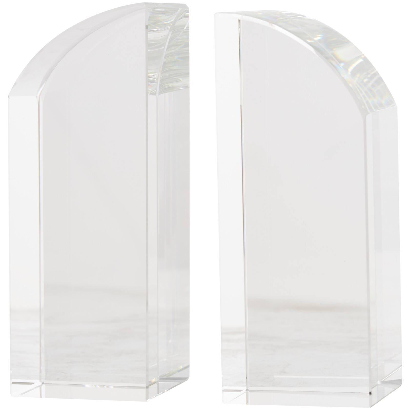 6" Clear Crystal Geometric Arched Bookends Set