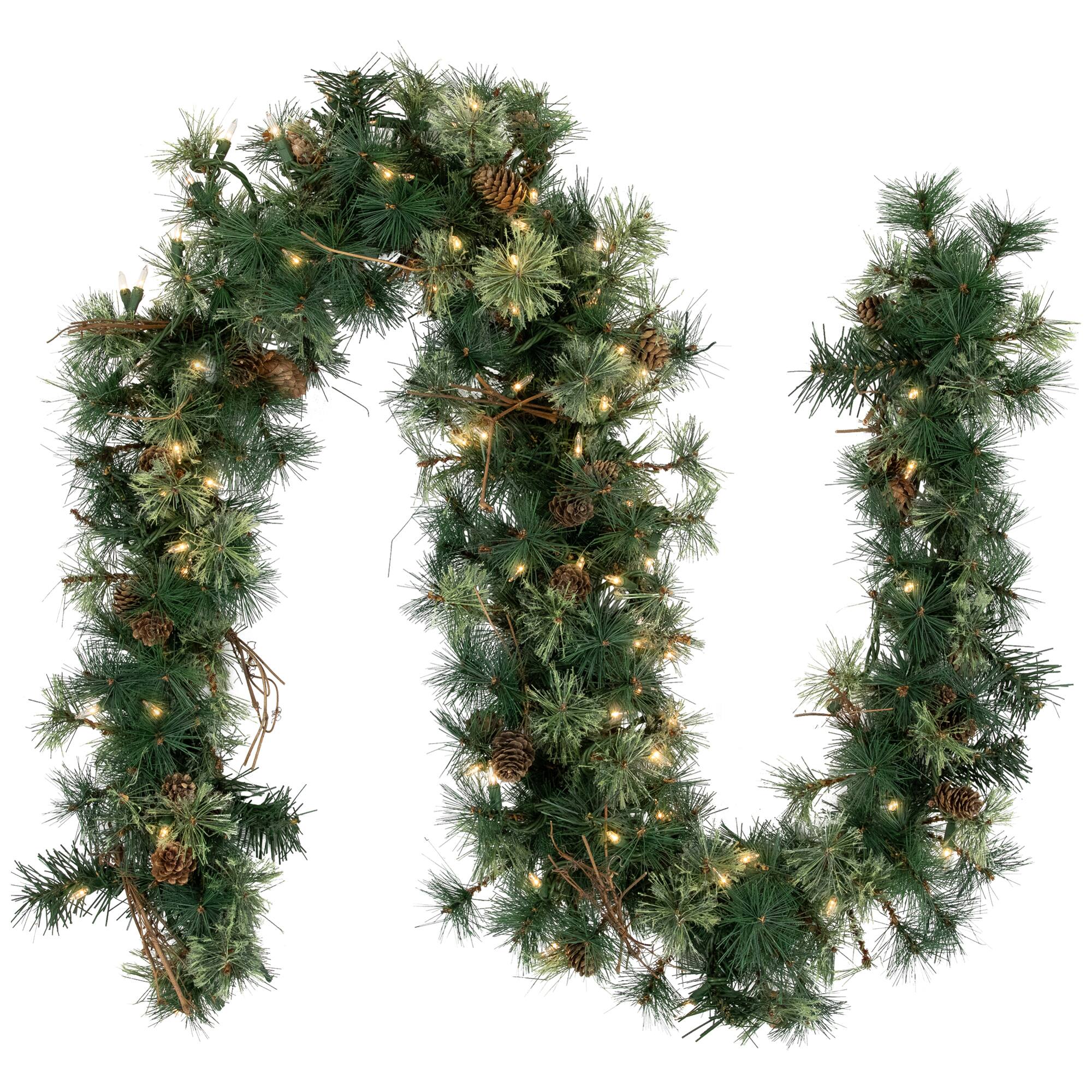 72&#x22; Pre-Lit Country Mixed Pine Artificial Christmas Swag, Clear Lights