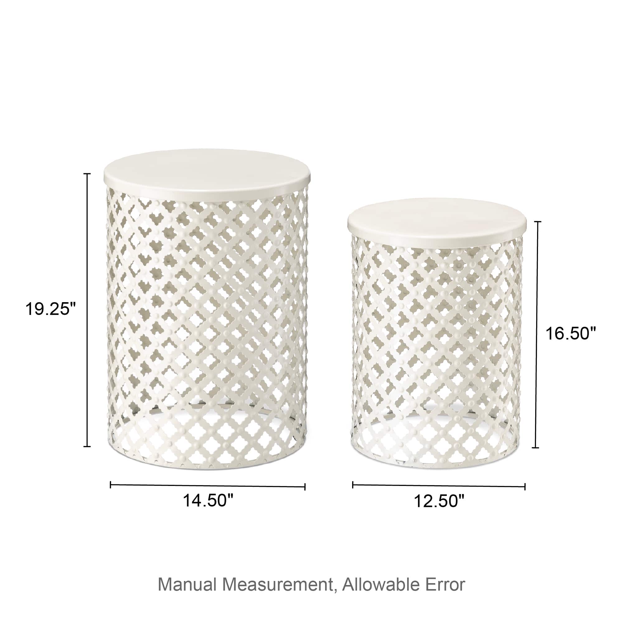 Glitzhome® Multi-Functional Metal White Garden Stool Set