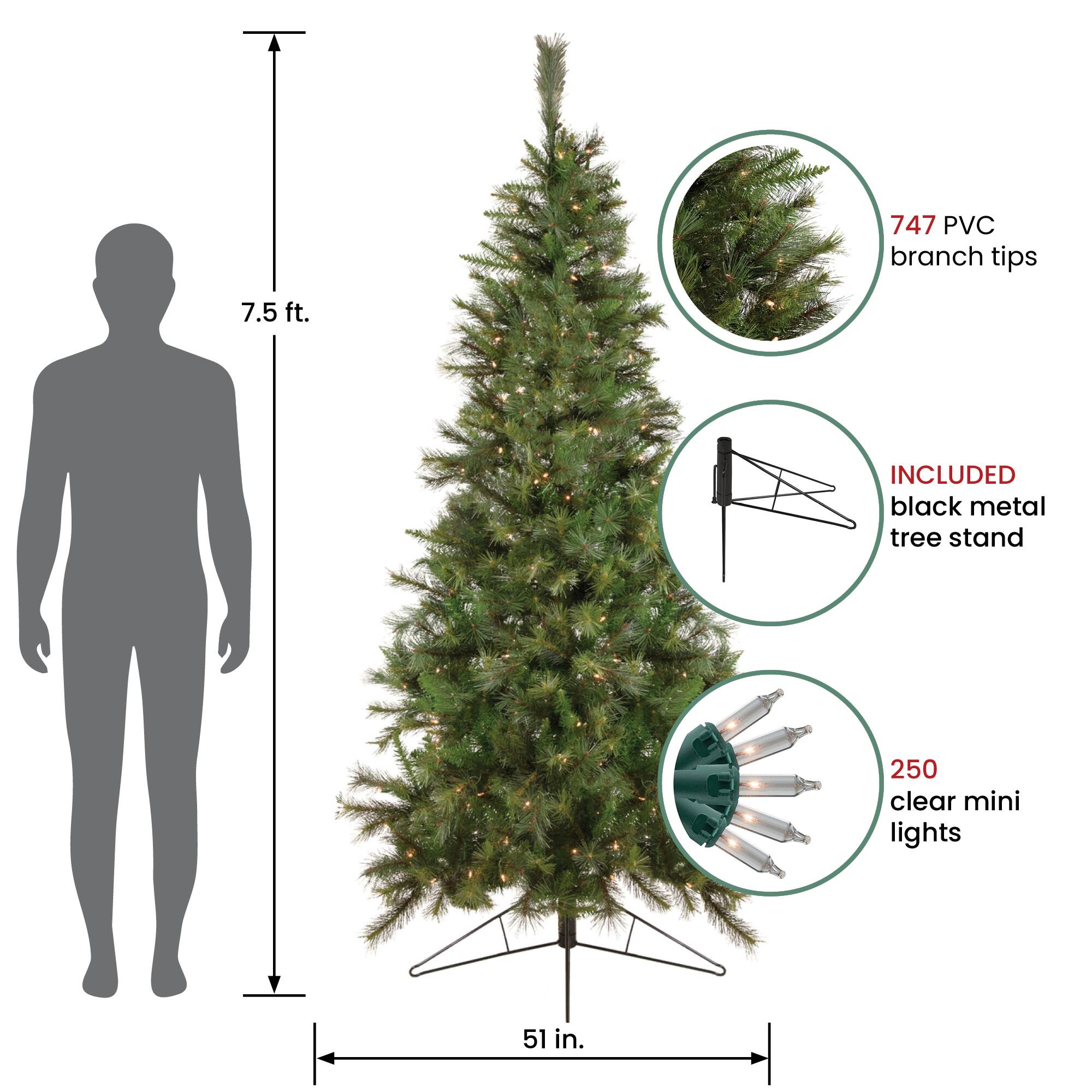 7.5ft. Pre-Lit Real Touch&#x2122;&#xFE0F; Canyon Pine Artificial Half Wall Christmas Tree, Clear Lights