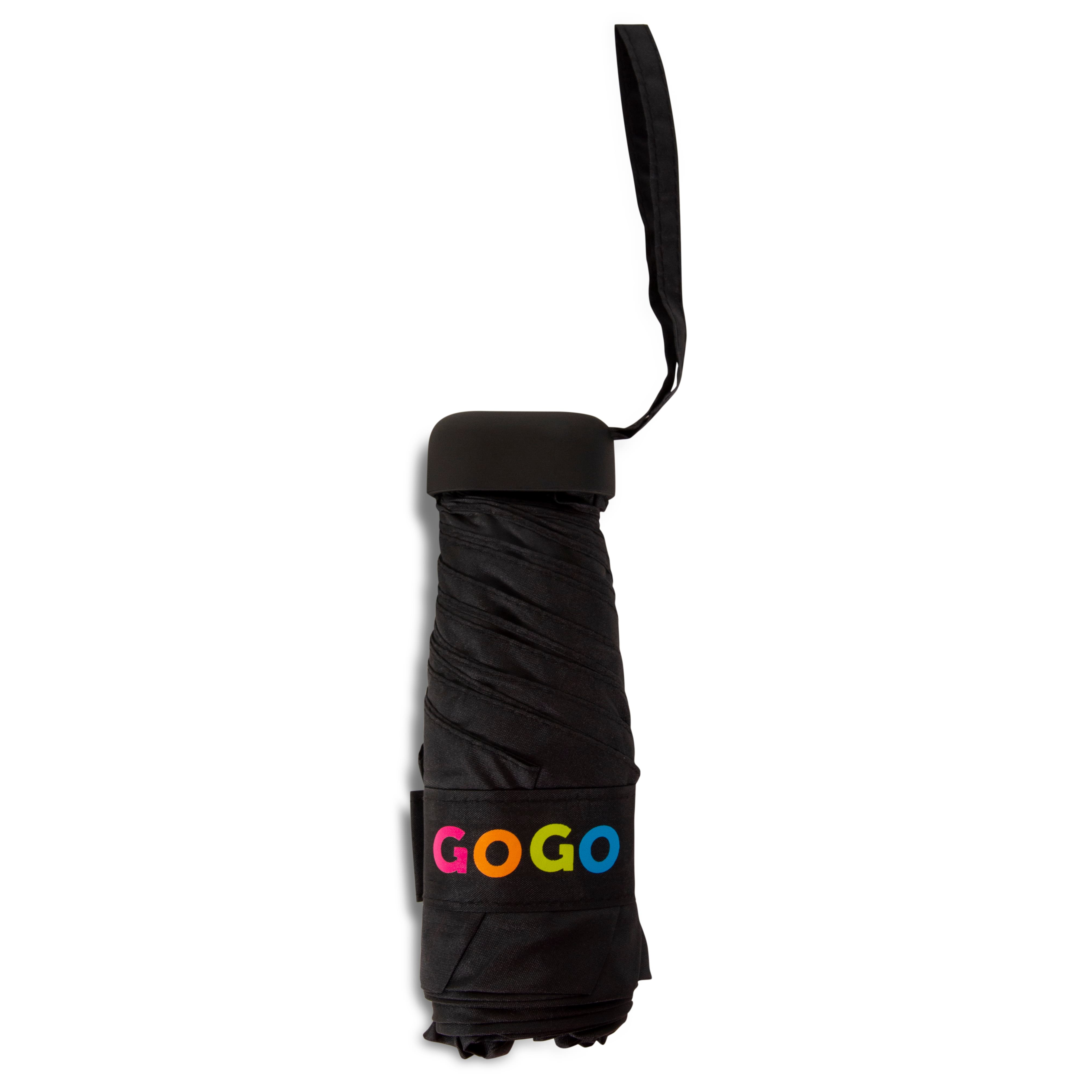 GoGo 40&#x22; Black Flat Manual Mini Compact Umbrella