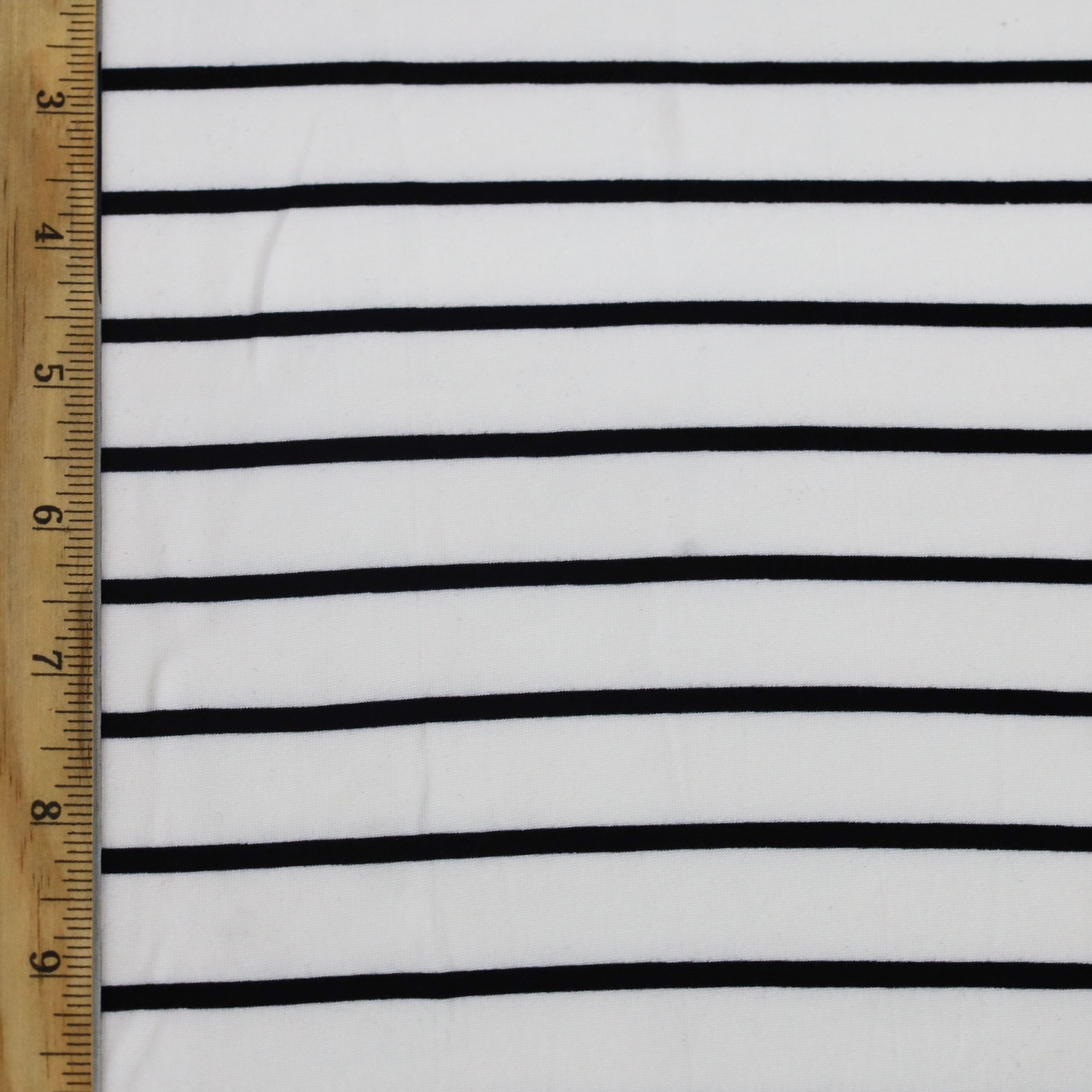 Fabric Merchants Black &#x26; White Stripes Double Brushed 4-Way Stretch Fabric