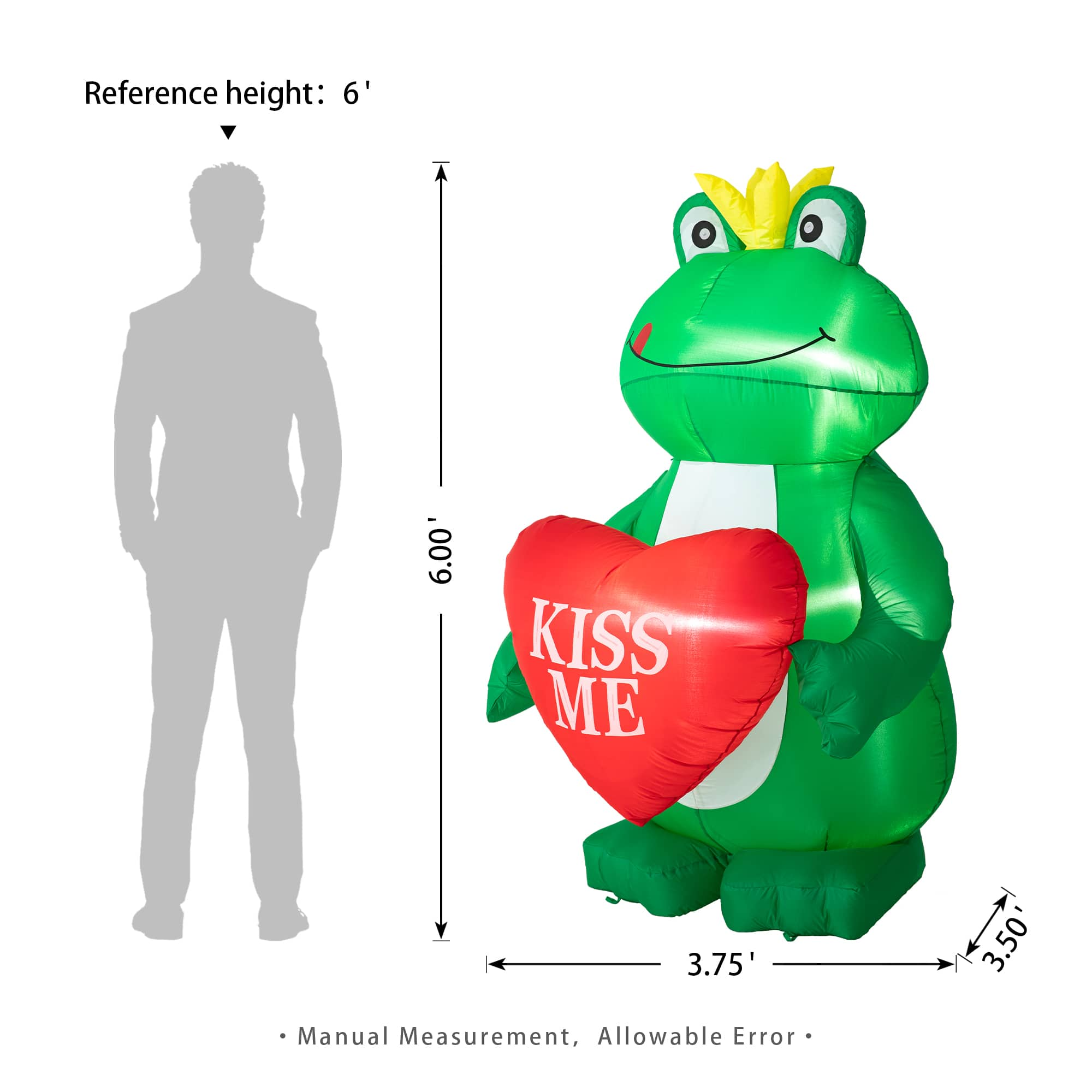 6 FT Valentine's Day high quality Inflatable Outdoor Decoration Frog Prince Holding Heart