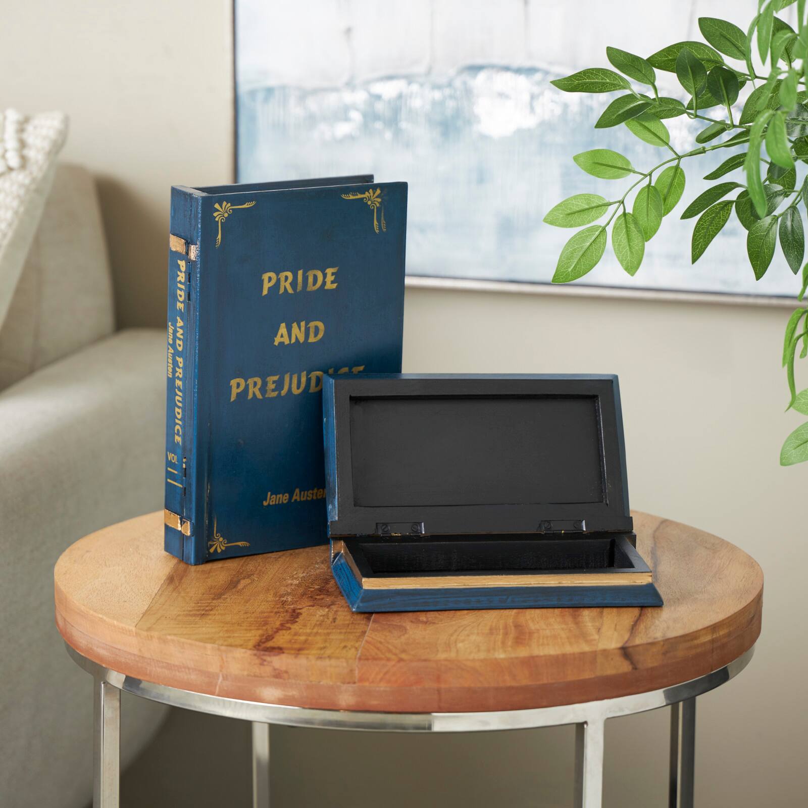 Blue Wooden Pride and Prejudice Storage Faux Book Box, 2ct.