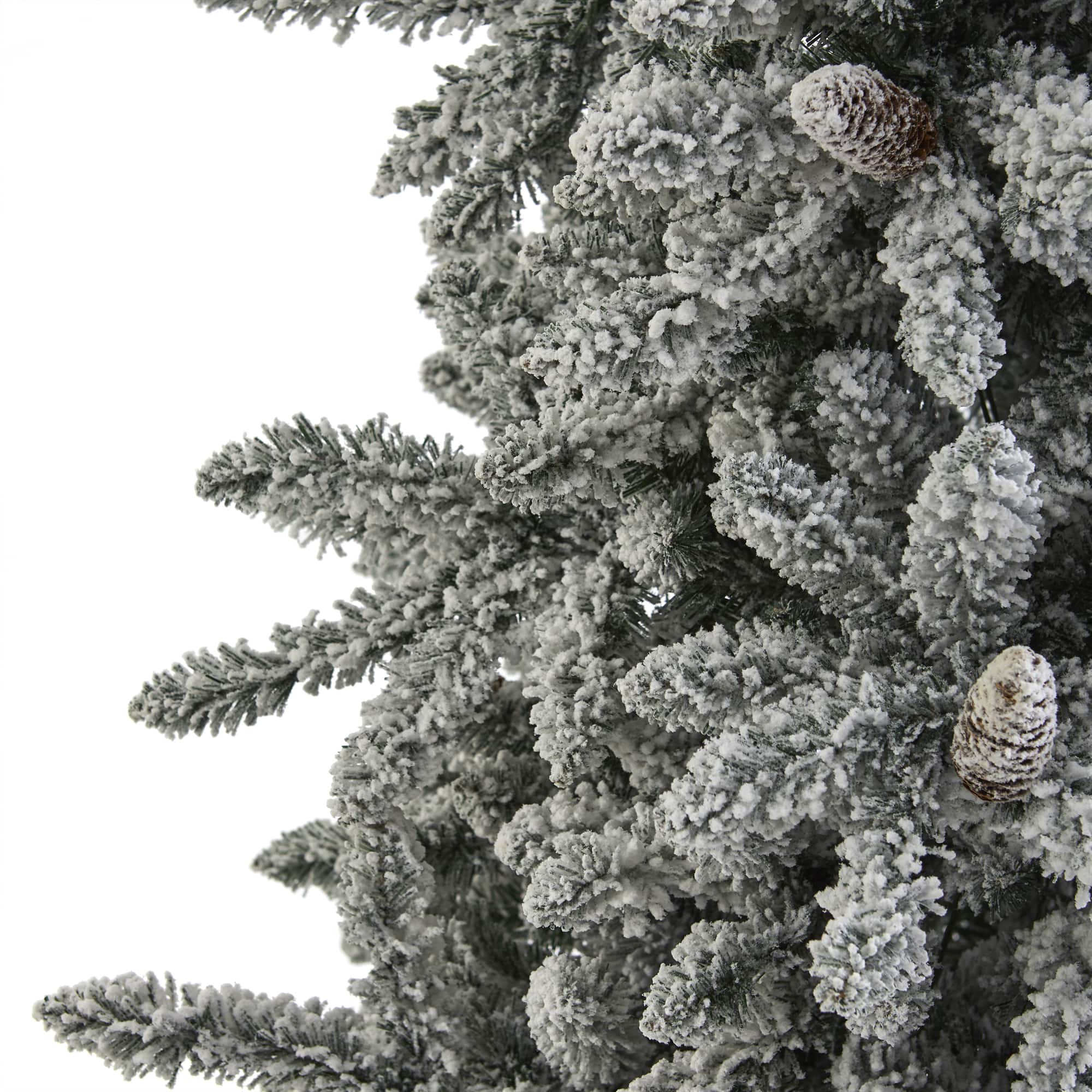 7.5ft. Pre-Lit Flocked Livingston Fir Artificial Christmas Tree with Pinecones and Clear Warm LED Lights
