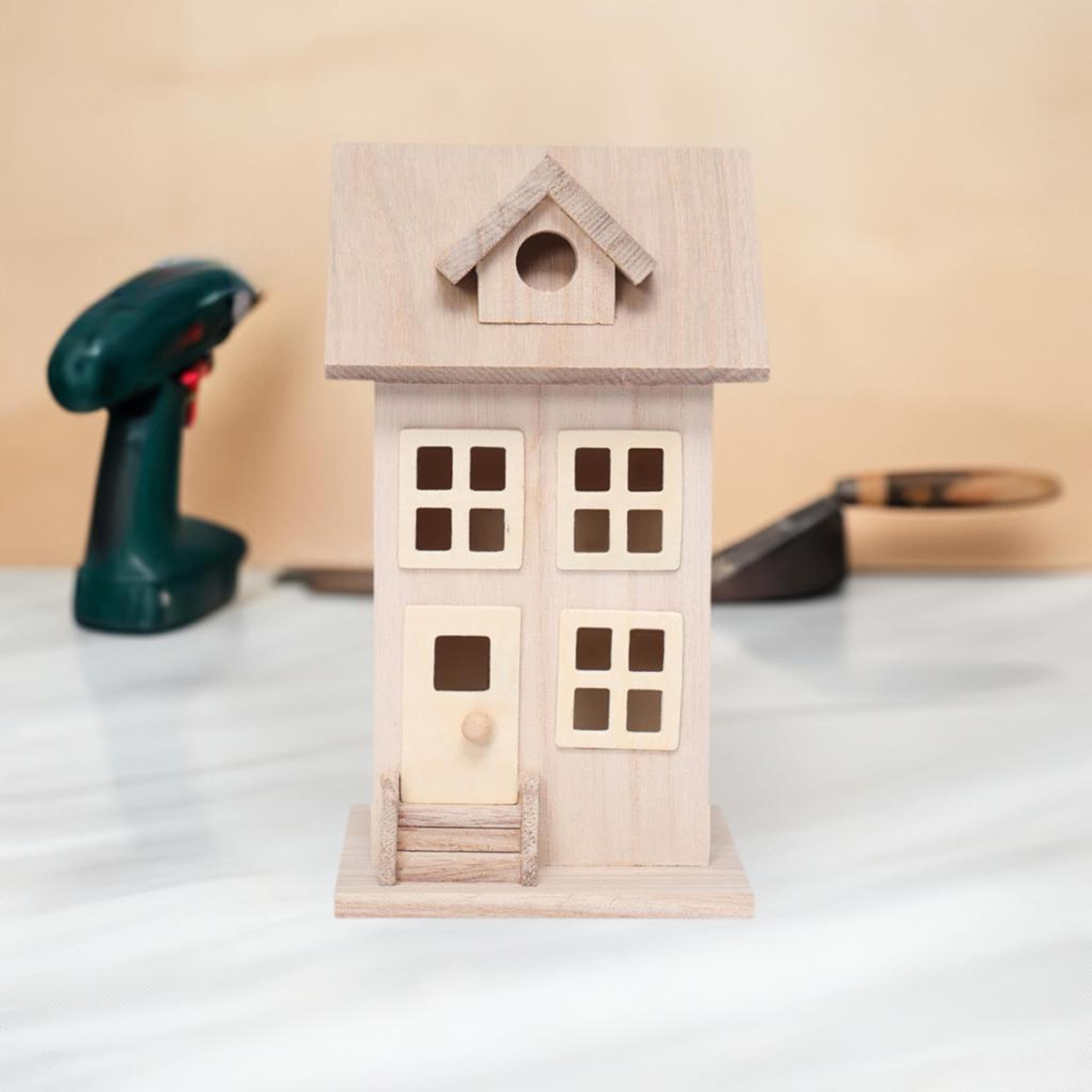 7.5&#x22; Unfinished Wood Townhouse Birdhouse by Make Market&#xAE;