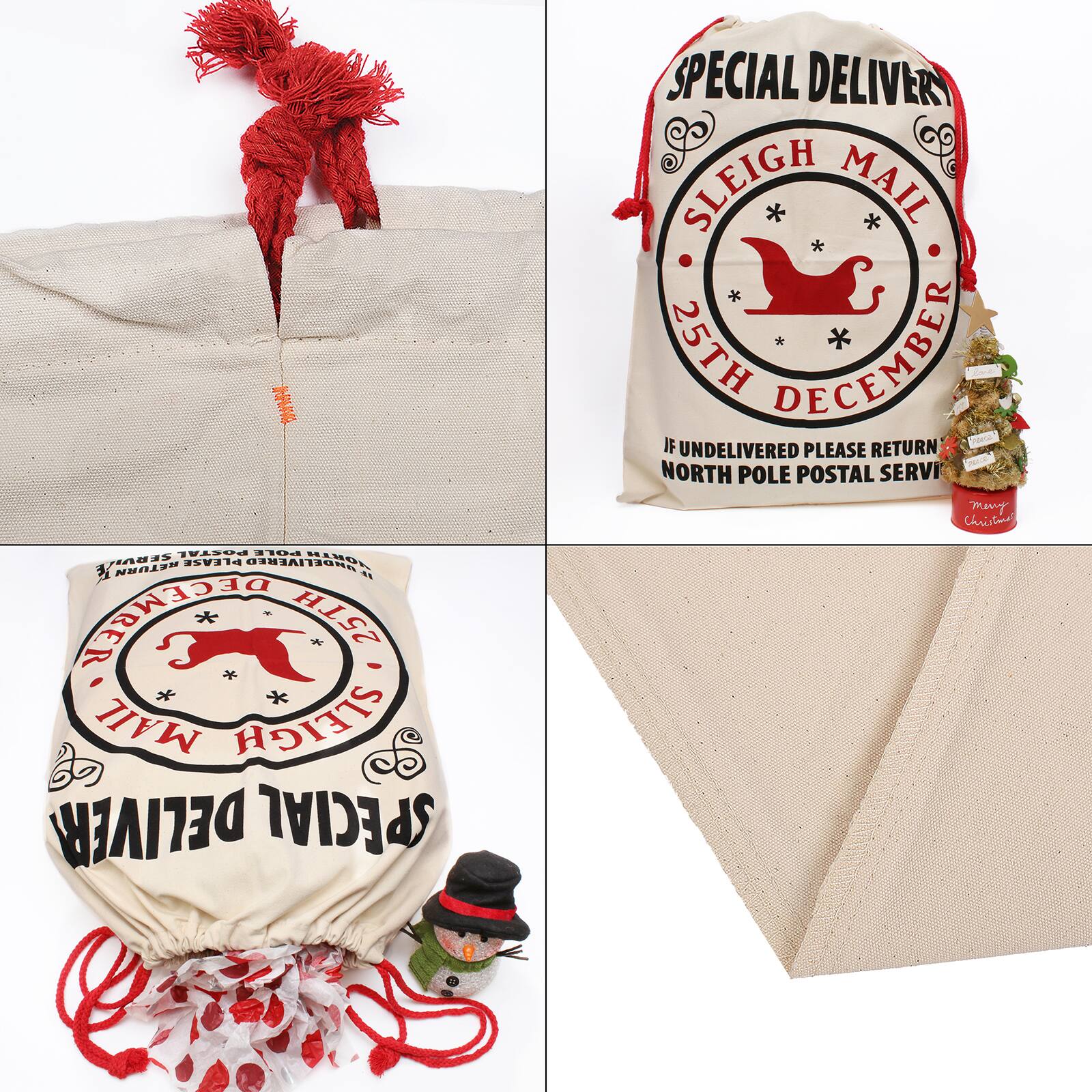 Personality Case™ 19" x 26" Sleigh Mail Cotton Christmas Drawstring Bag