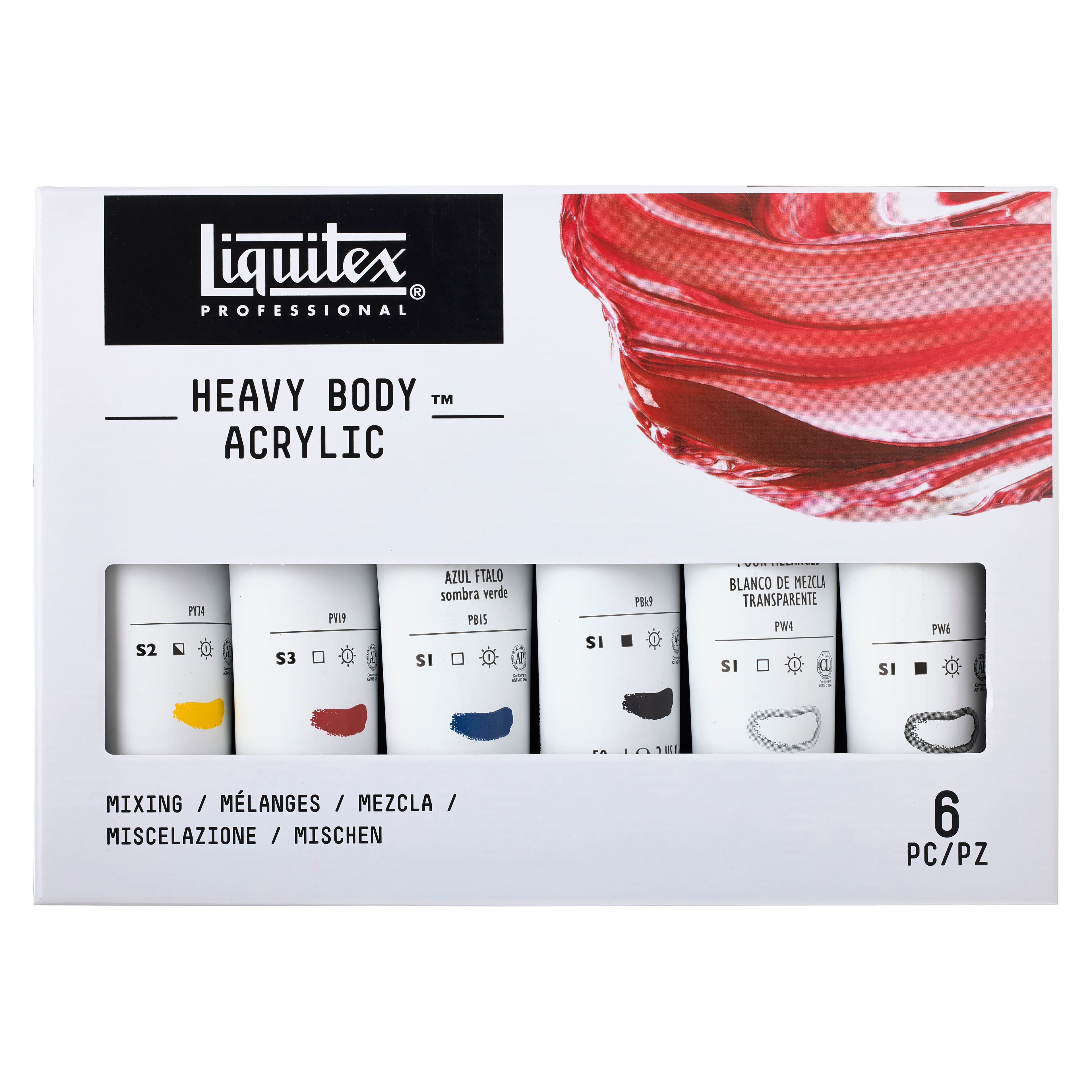 Set de 6 tubes Acrylique Liquitex Heavy Body 22 ml couleurs vibrantes