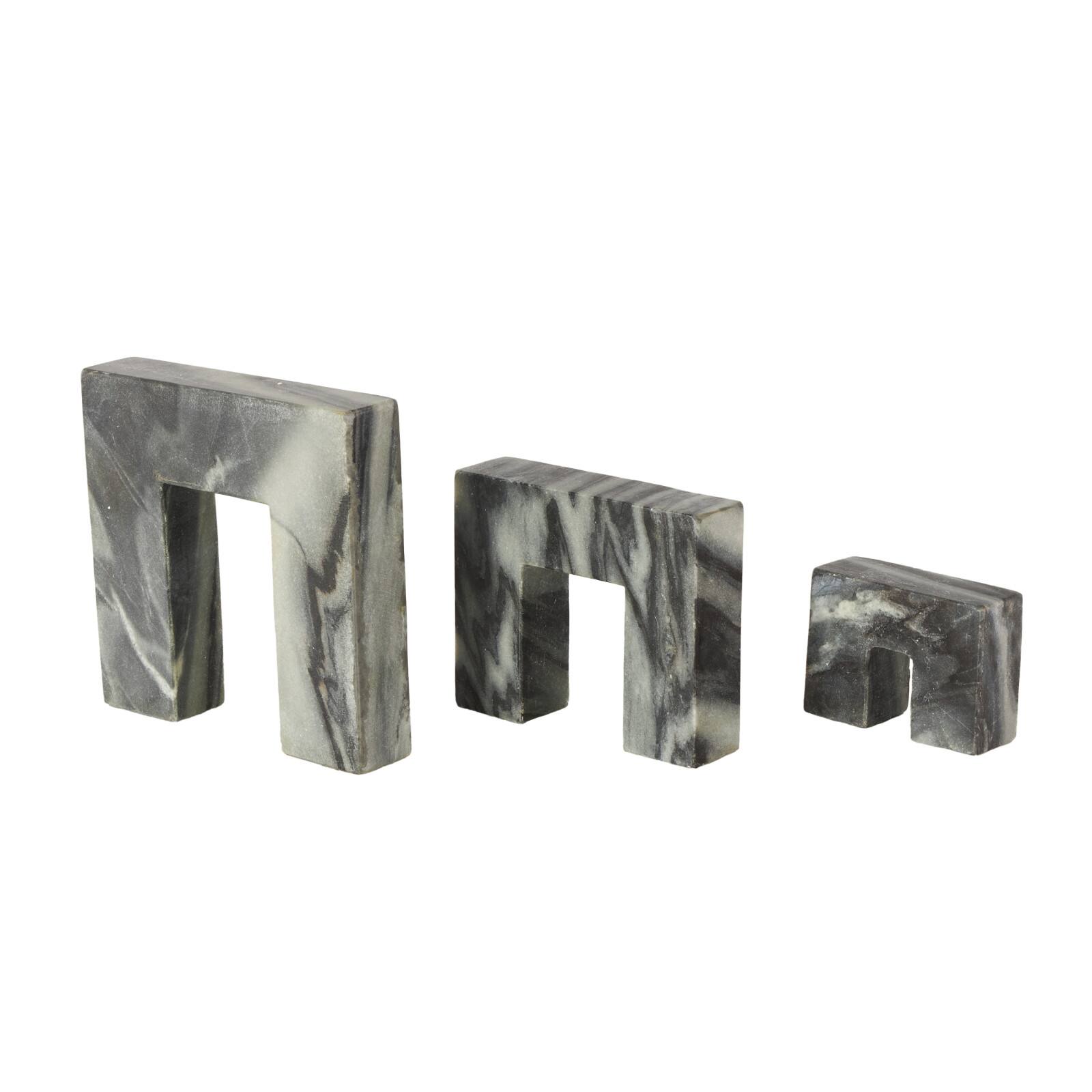 Black Marble Abstract Square Arch Decorative Sculpture Set