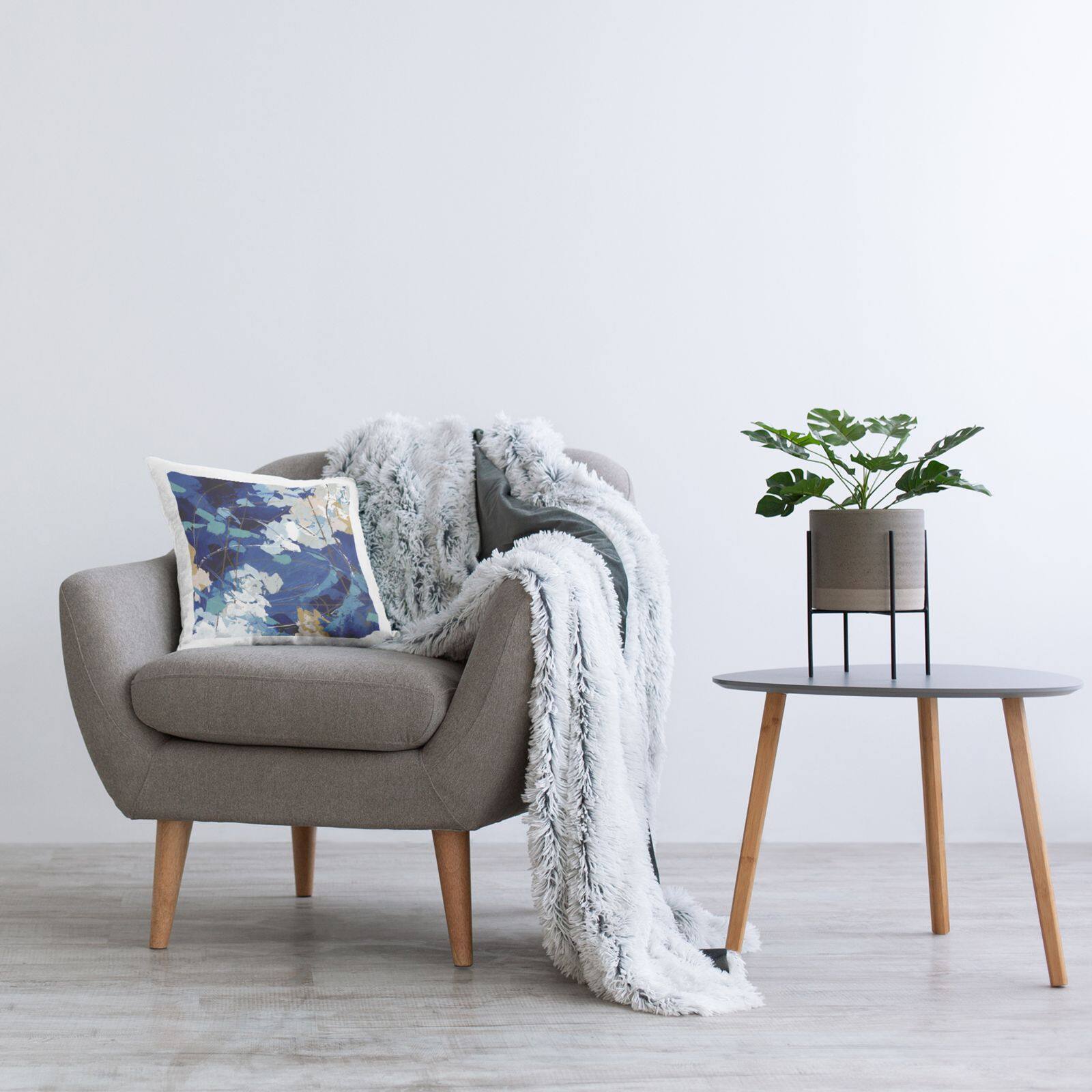 Stupell Industries Modern Blue Swirl Busy Abstract Composition Throw Pillow 18" x 18"