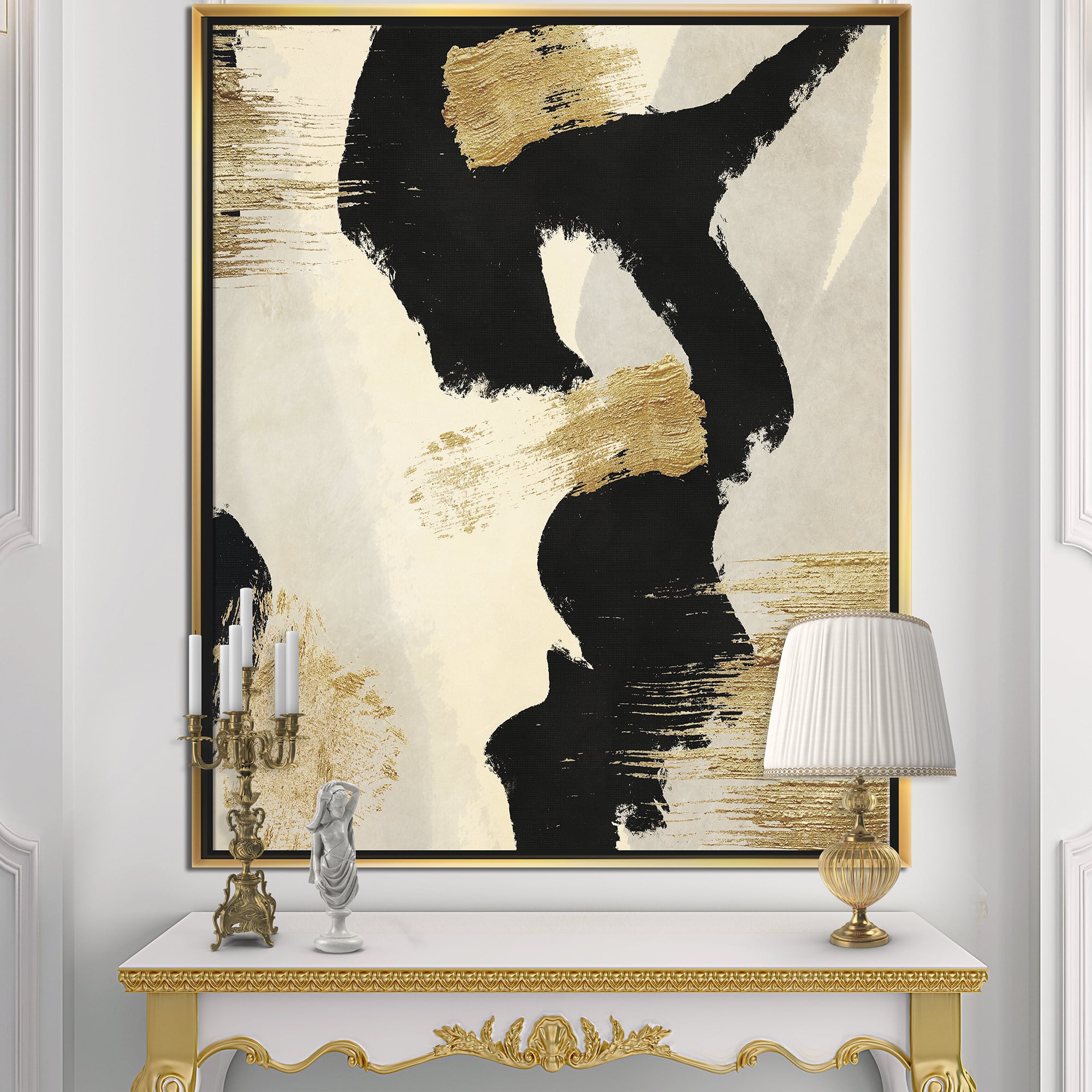 Designart - Glam Collage II - Modern &#x26; Contemporary Canvas in Gold Frame