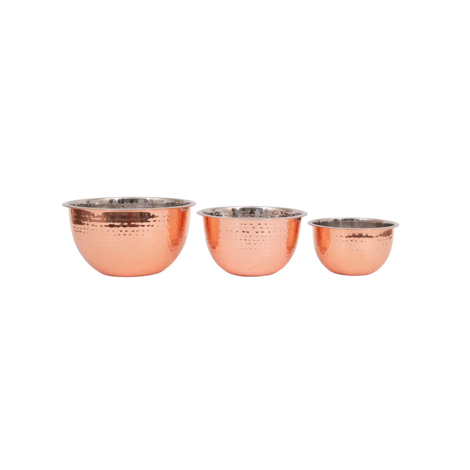 Hammered Metallic Stainless Steel Bowls Set