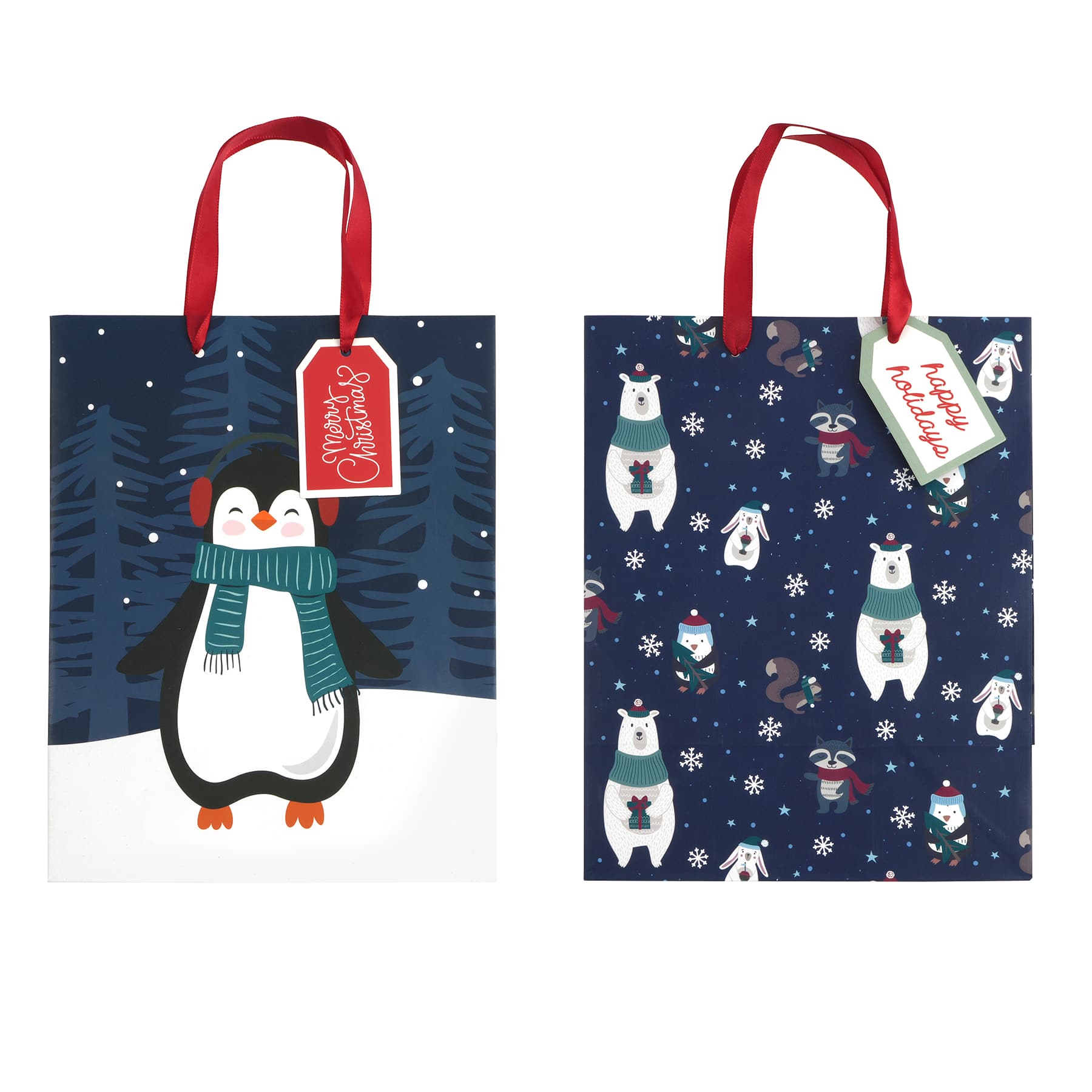 10&#x22; Christmas Animals Gift Bag Set by Celebrate It&#xAE;