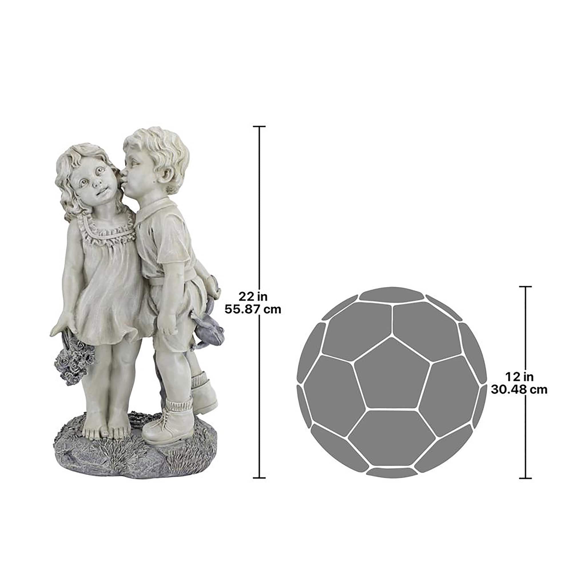 Design Toscano&#xAE; 22&#x22; Young Sweethearts Kissing Children Garden Statue