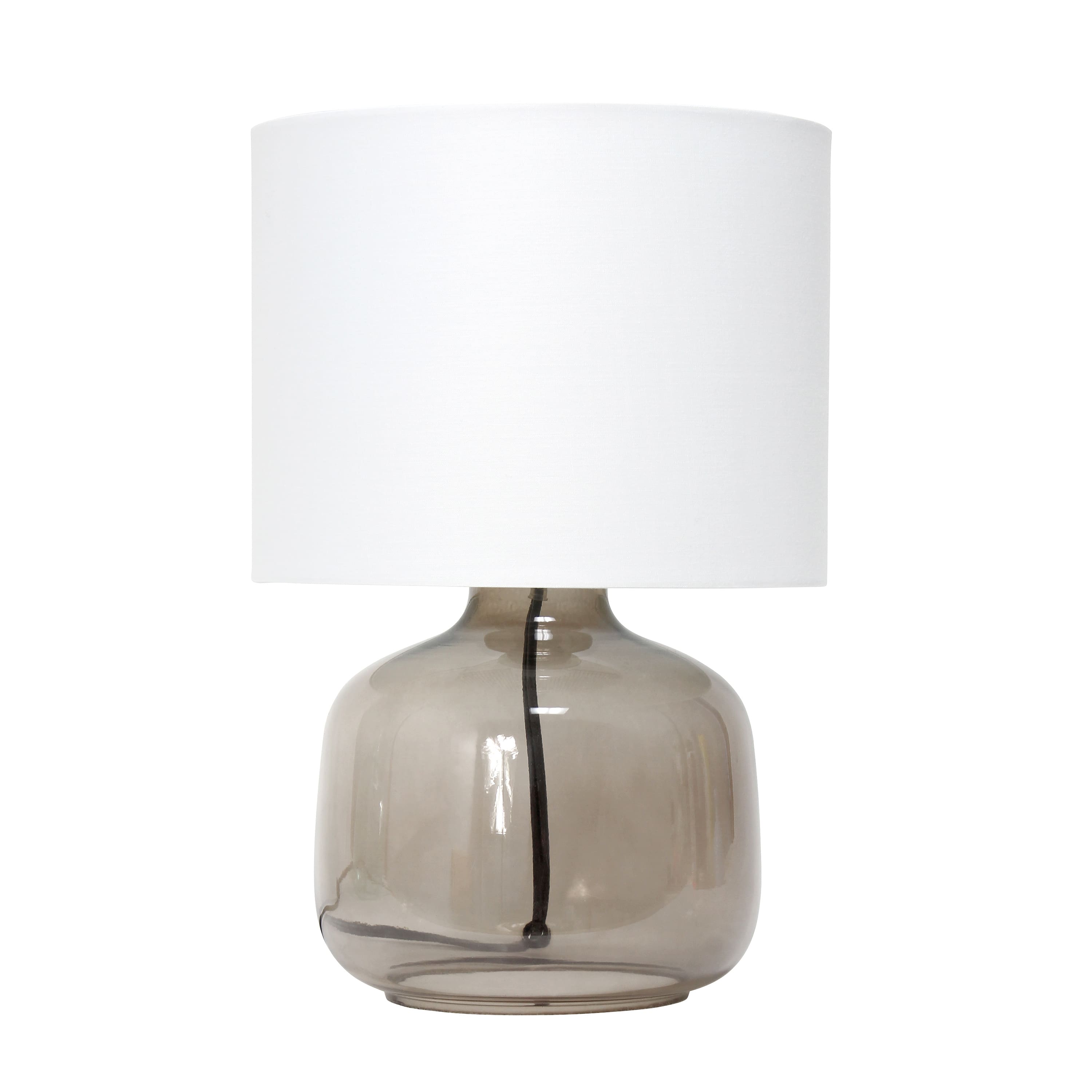 Simple Designs 14" Glass Table Lamp with White Fabric Shade