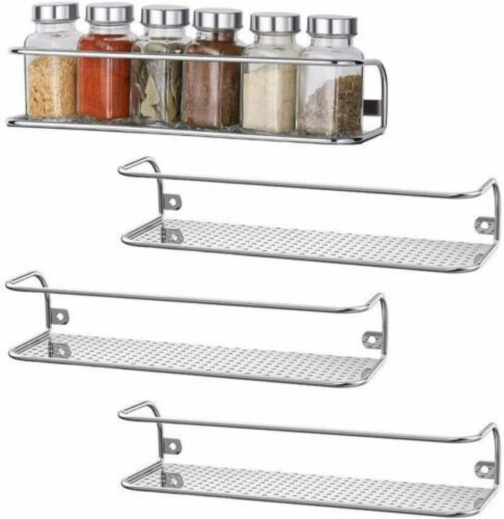 NEX™ Chrome Wall-Mount Spice Rack with Guard Rail, 4ct.