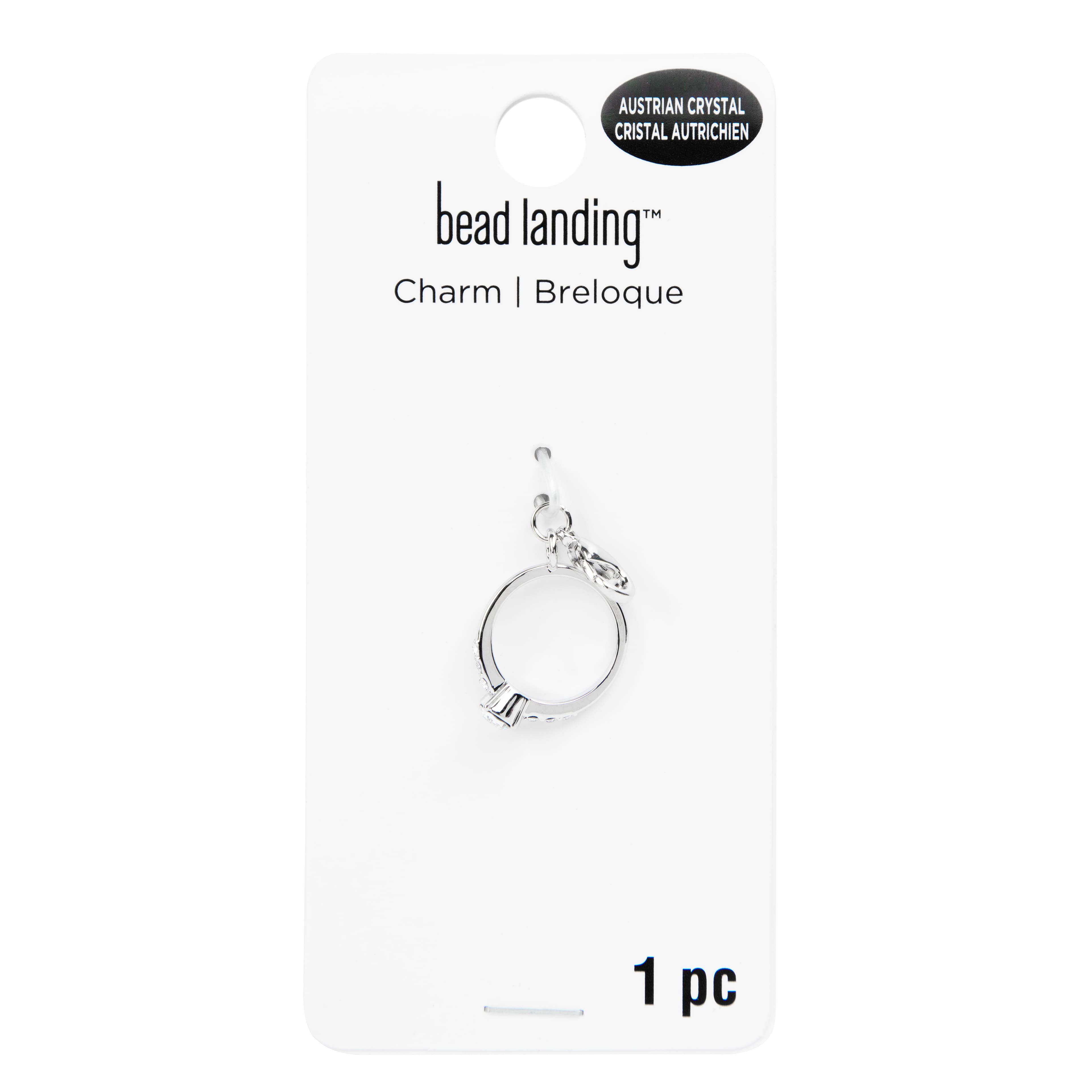 12 Pack: Austrian Crystal Rhodium Ring Charm by Bead Landing™