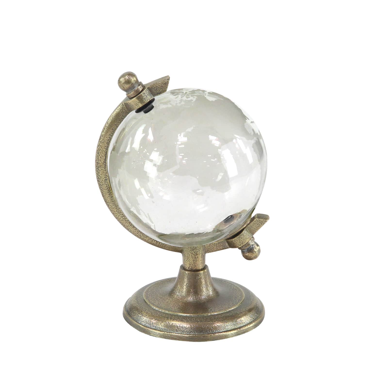 9" Contemporary White Glass Globe with Aluminum Base