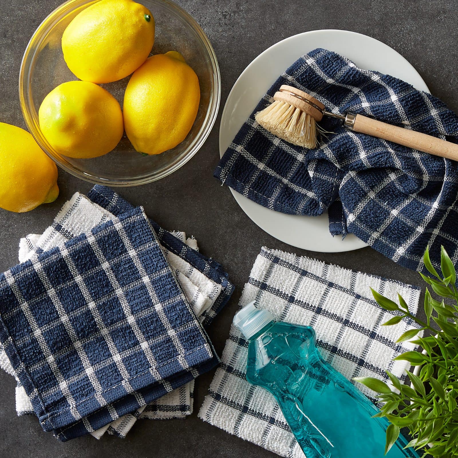 DII Blue Combo Windowpane Dishcloth (Set of 6)