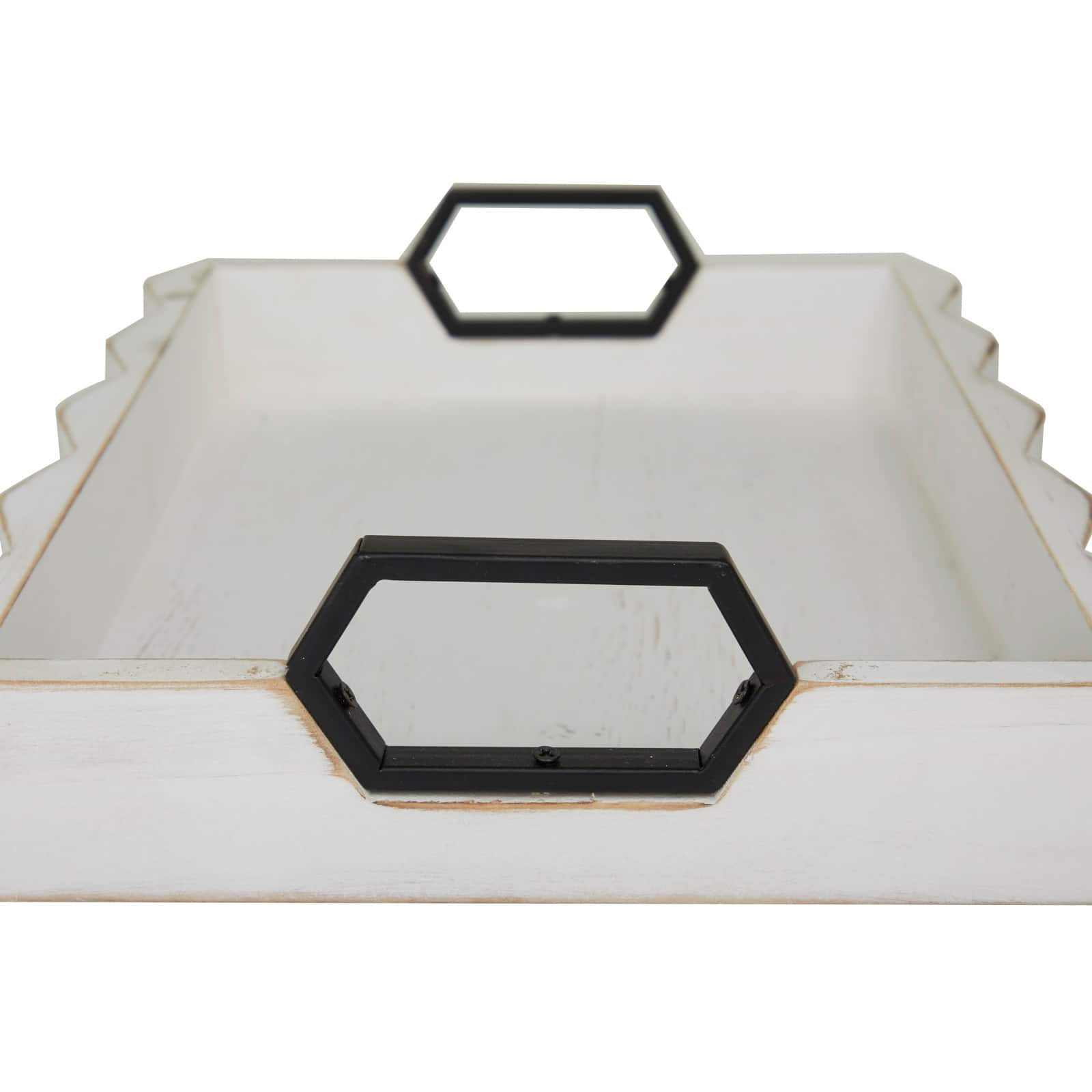 White Modern Tray, Set of 2&#x22; 16&#x22;, 14&#x22;