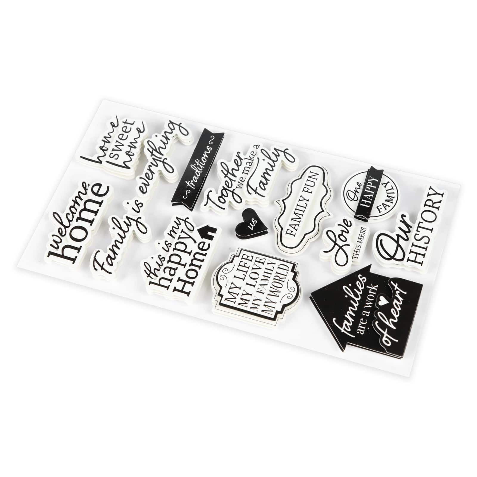 12 Pack: Black & White Sentimental Family Stickers by Recollections™