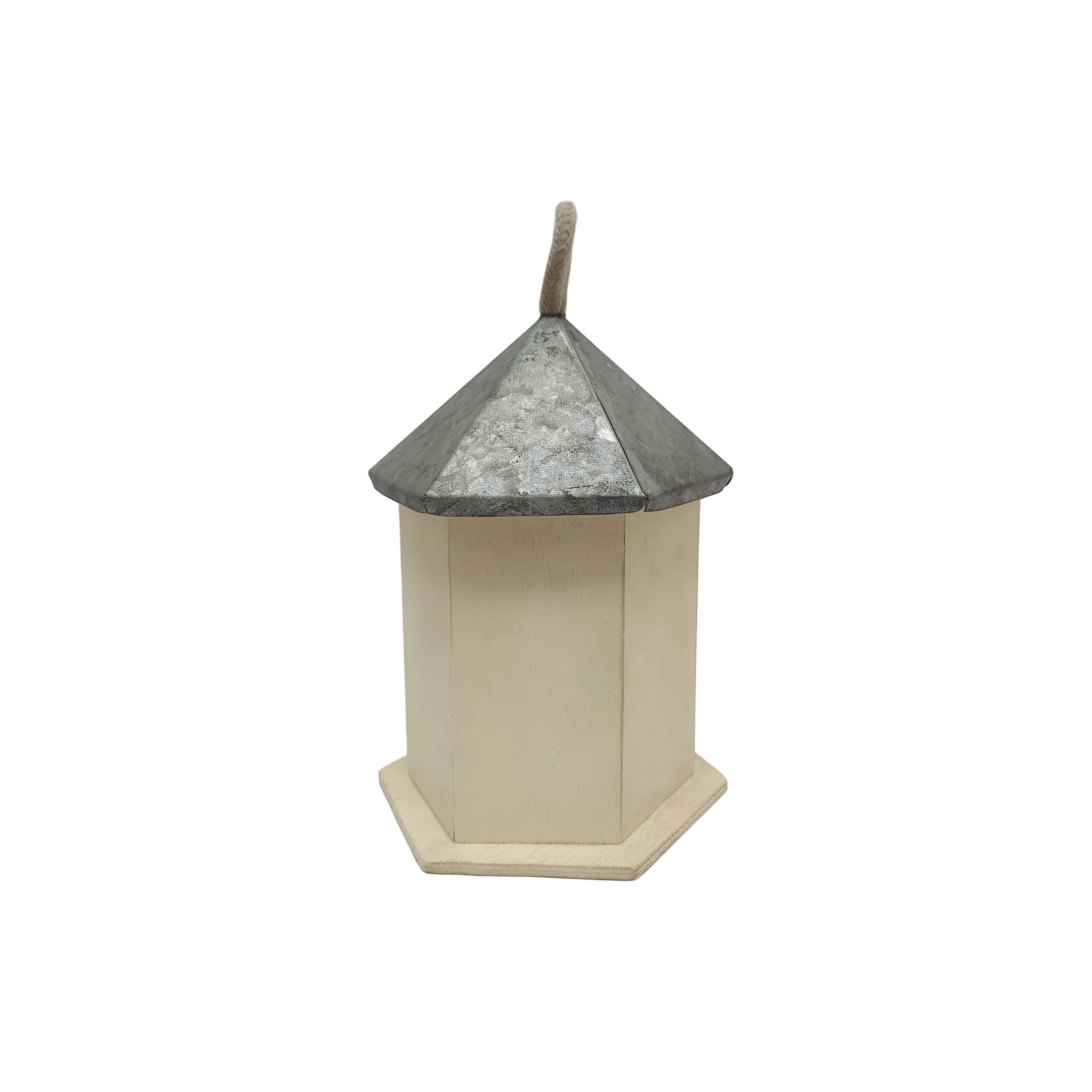 7&#x22; Unfinished Hexagon Plywood Birdhouse by Make Market&#xAE;